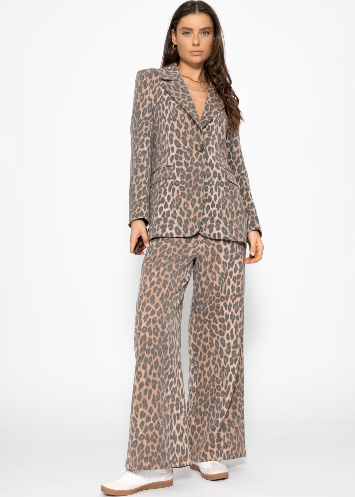 Blazer mit Leo-Print - braun