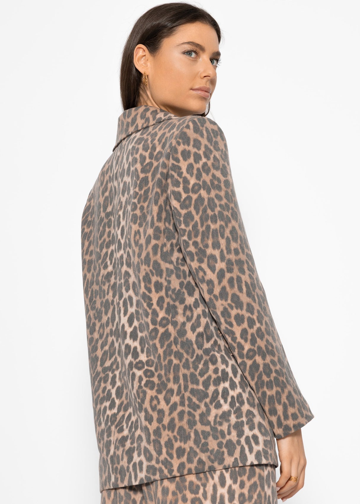 Blazer mit Leo-Print - braun