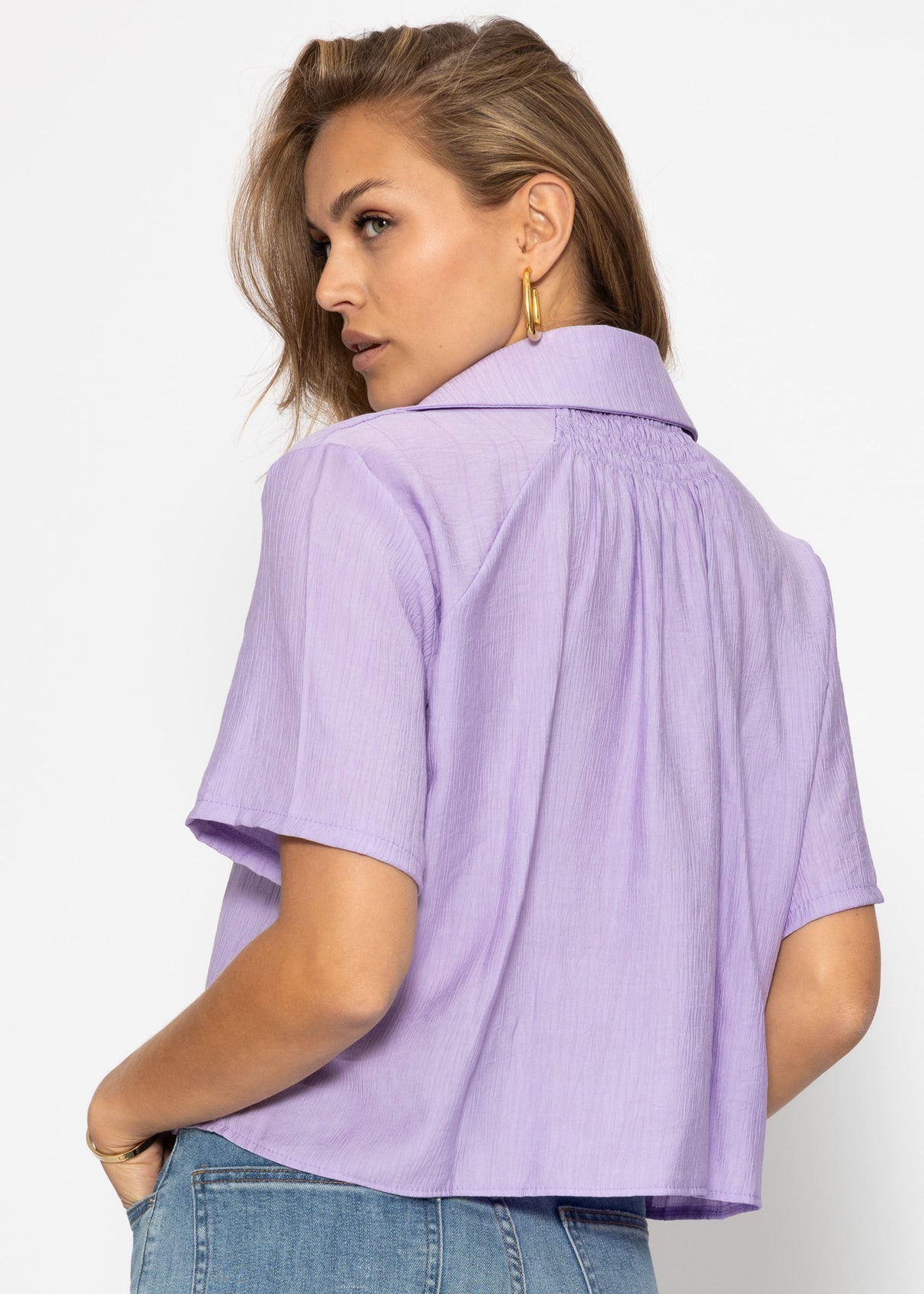 Bluse in Crincle Optik - flieder