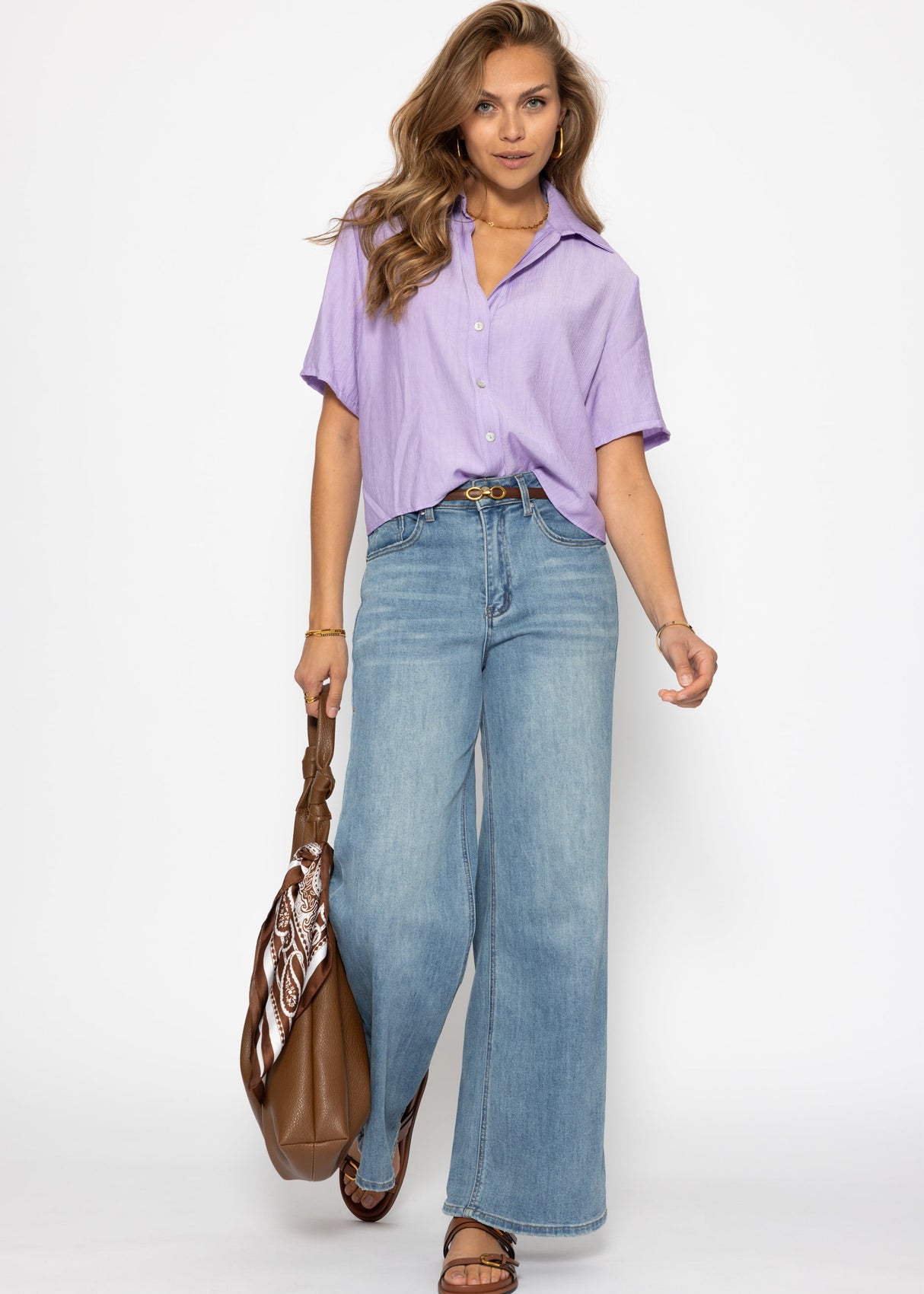 Bluse in Crincle Optik - flieder