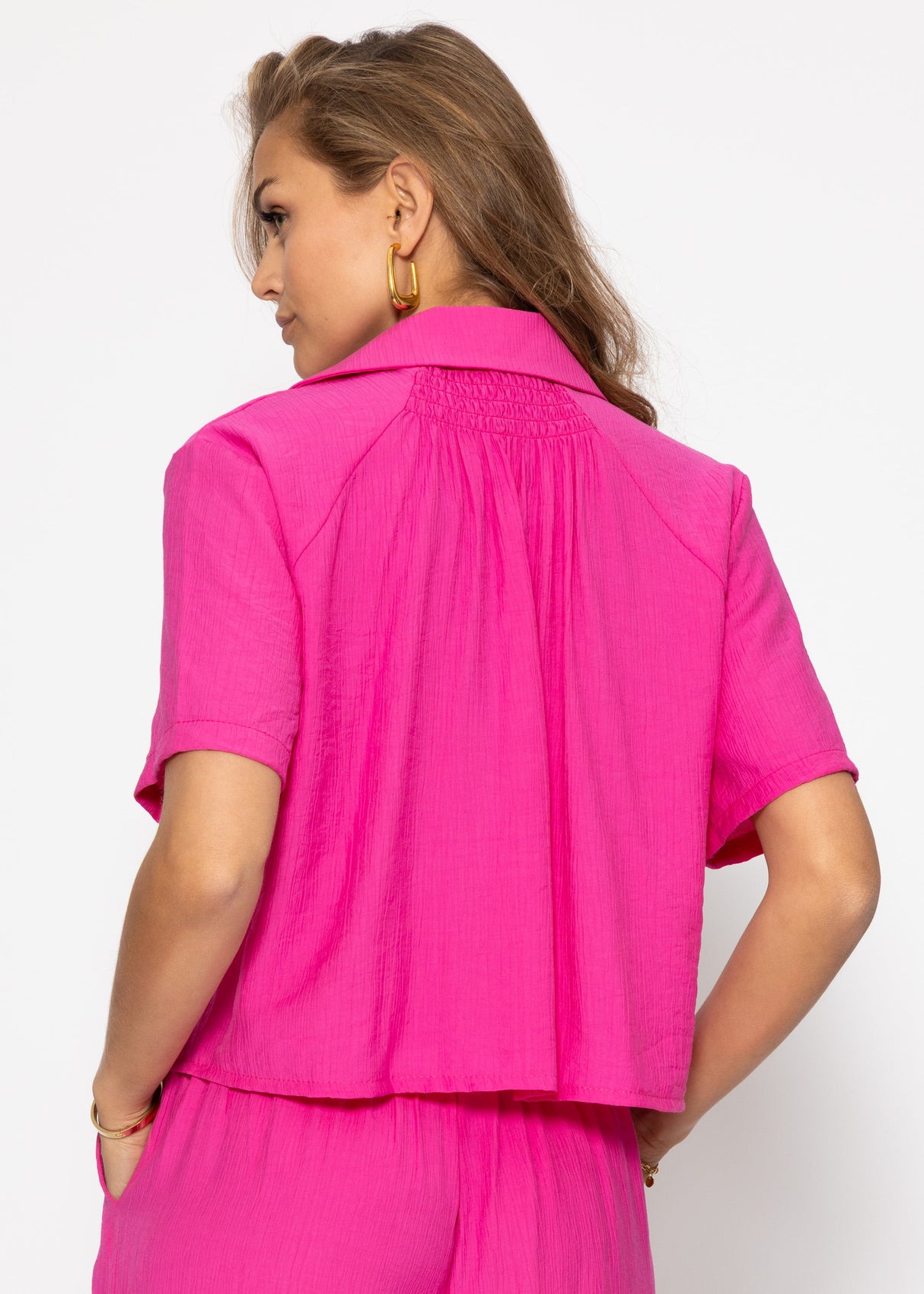 Bluse in Crincle Optik - pink