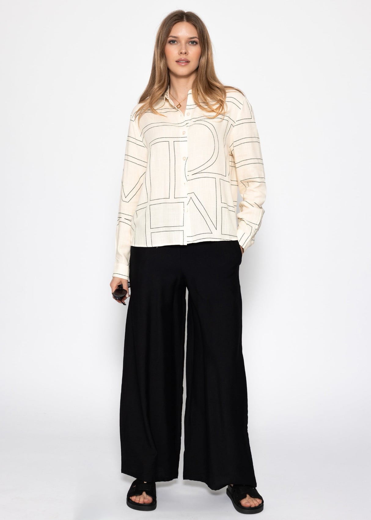 Bluse mit Print - creme