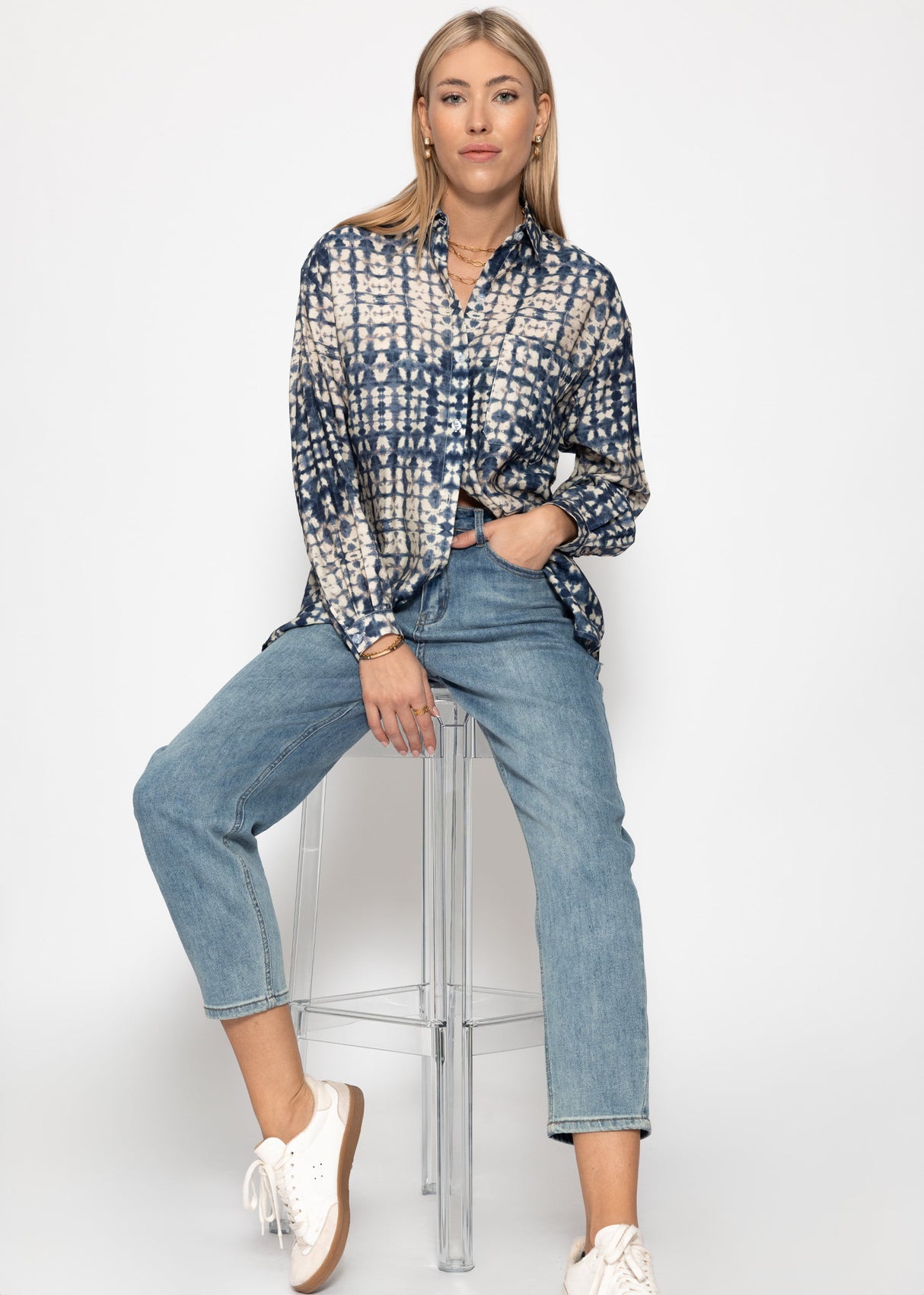 Blouse with print - blue