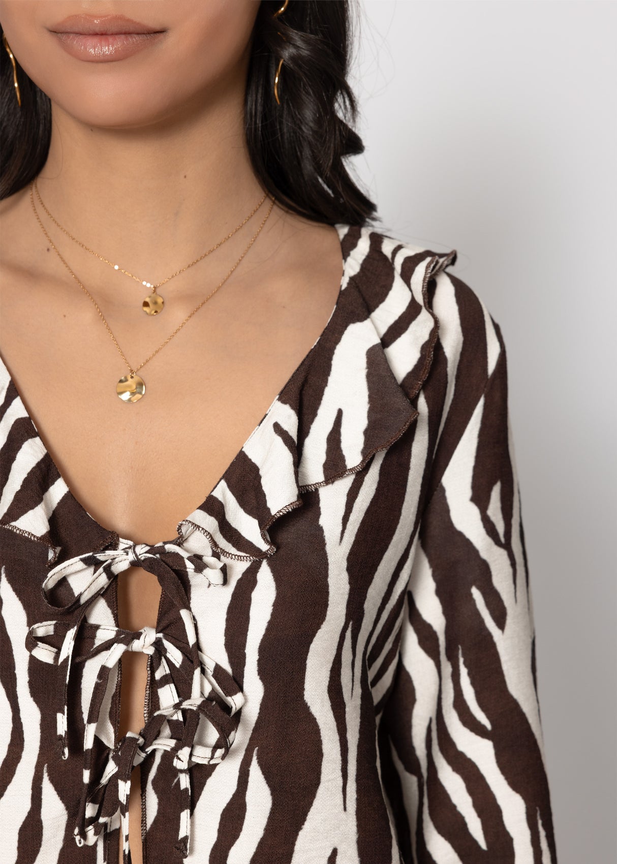 Blusenjacke in Viskose mit Zebra-Print - braun