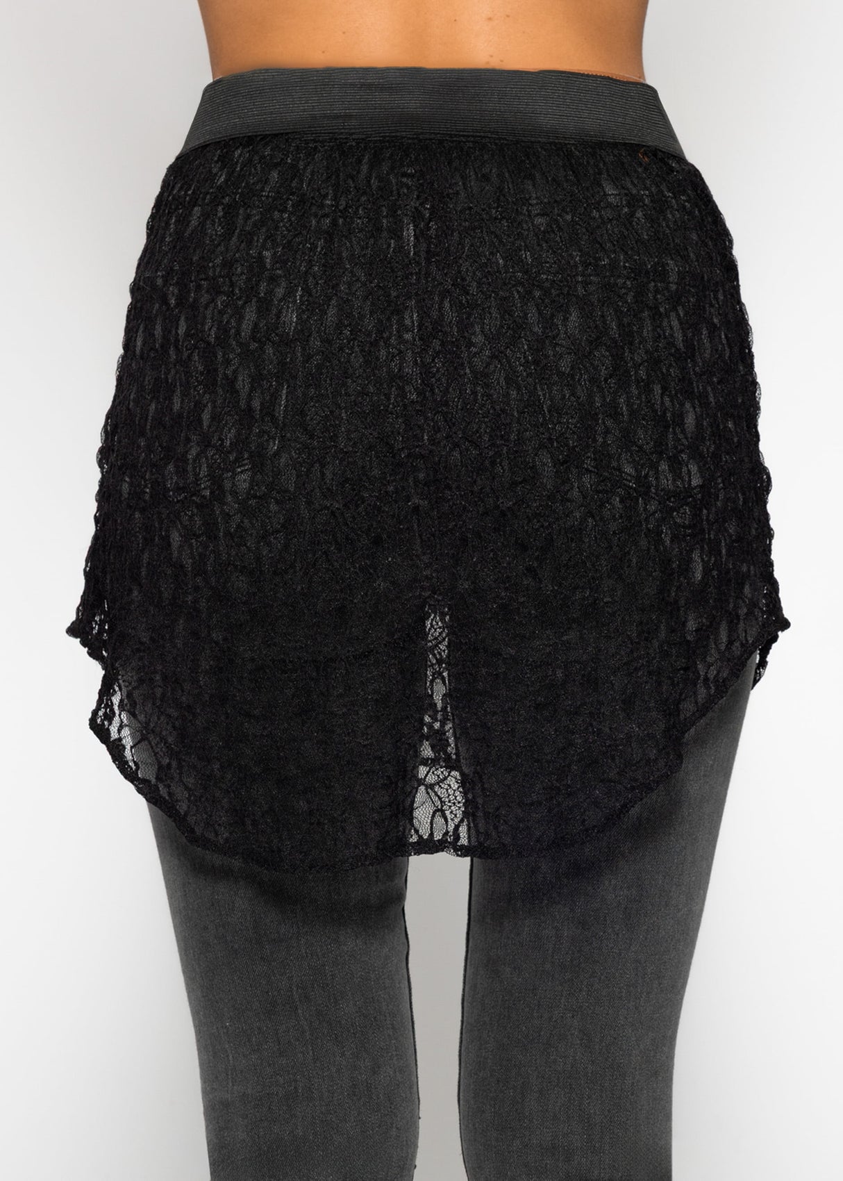 Lace blouse skirt - black