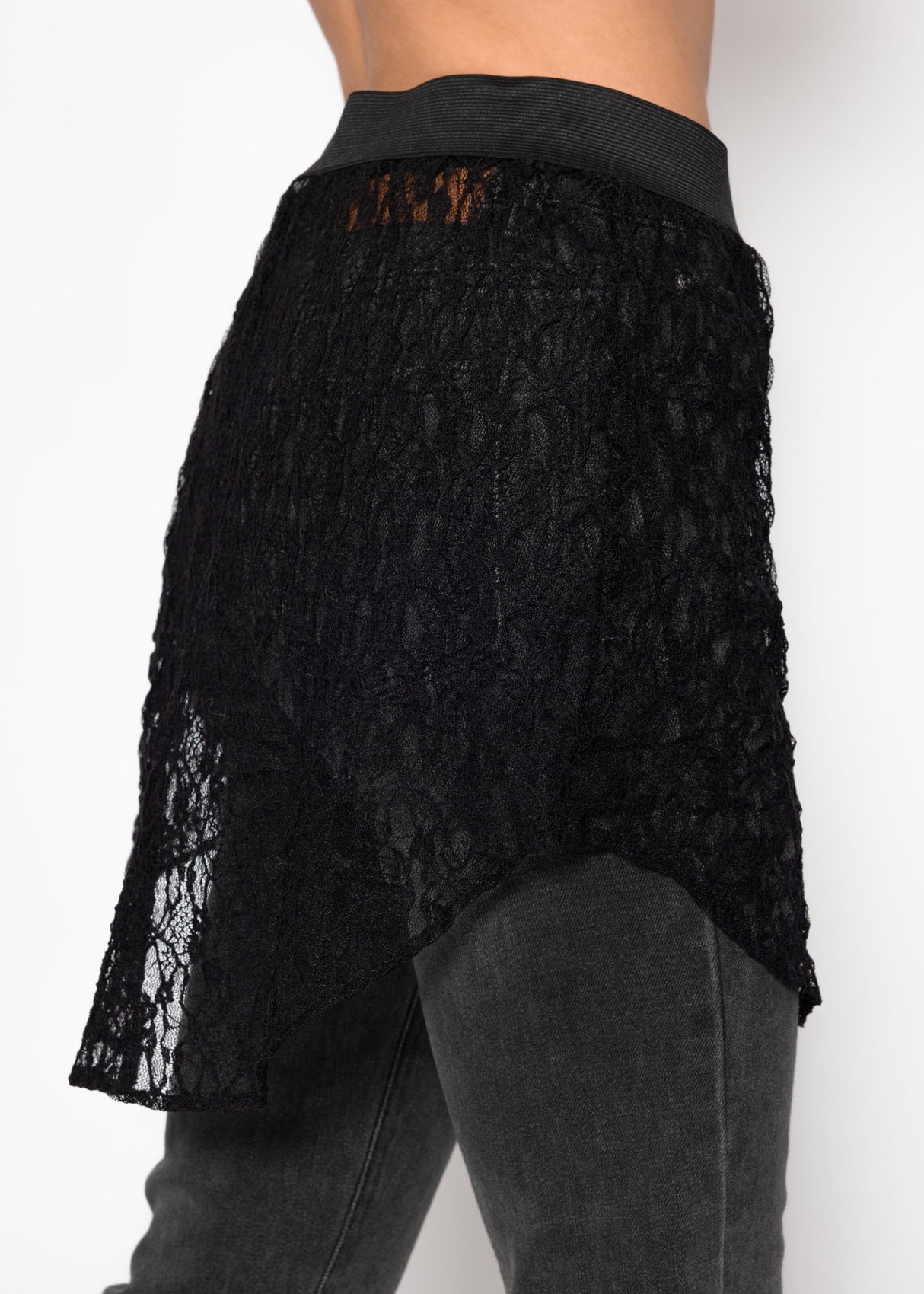 Lace blouse skirt - black
