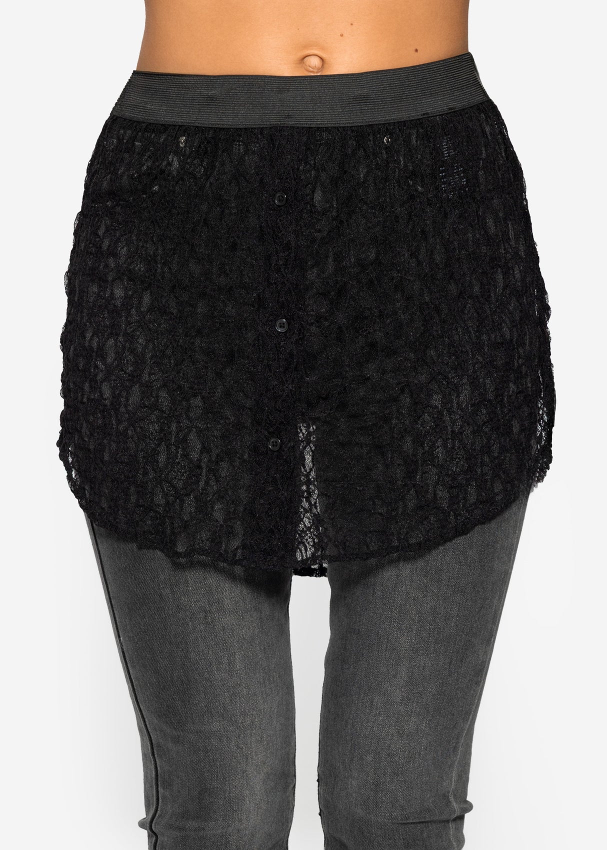 Lace blouse skirt - black