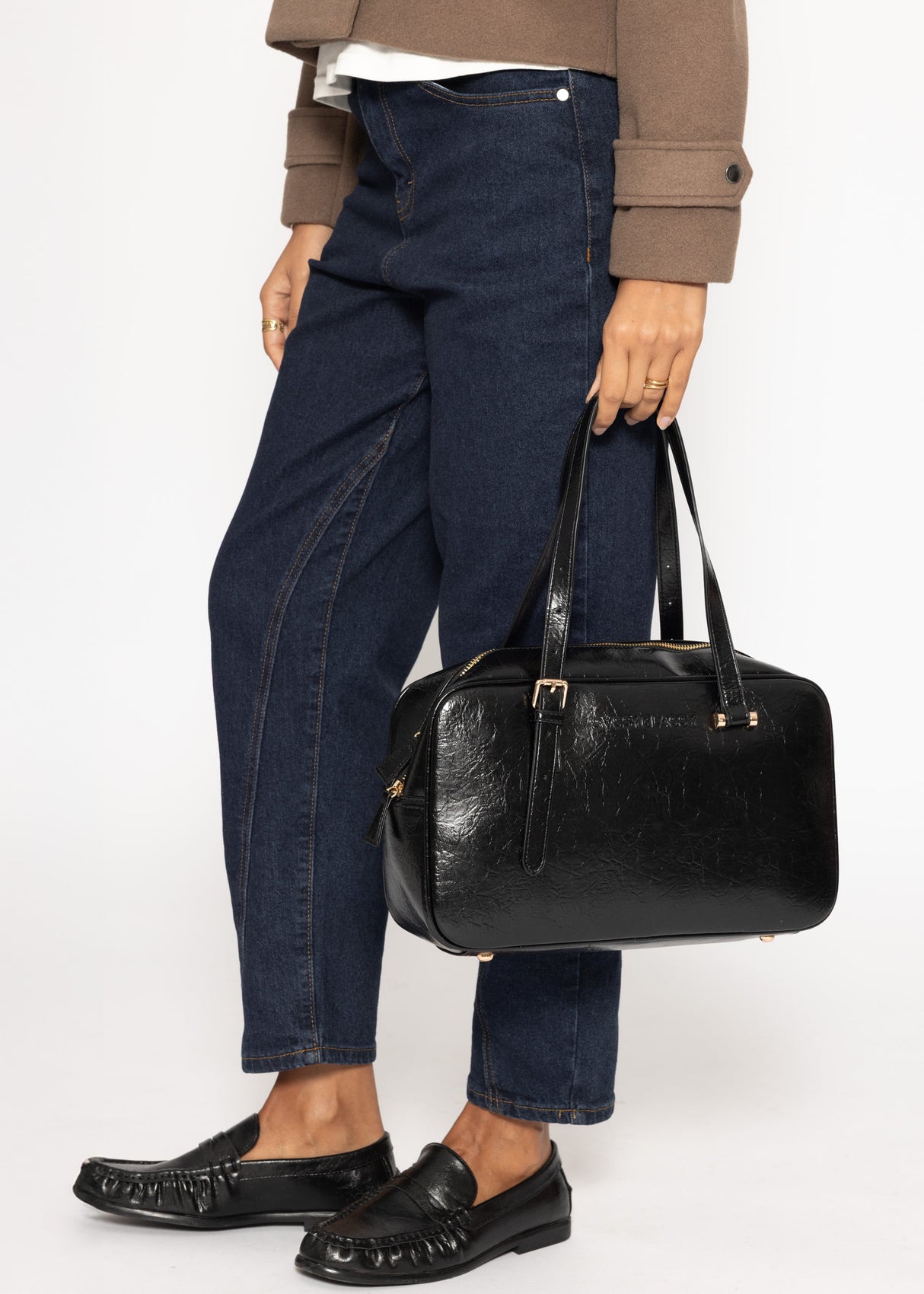 Bowlingtasche aus Kunstleder - schwarz