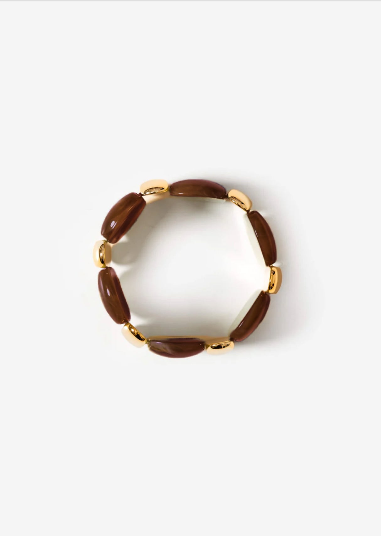 Wide bracelet with gold-colored elements - dark brown