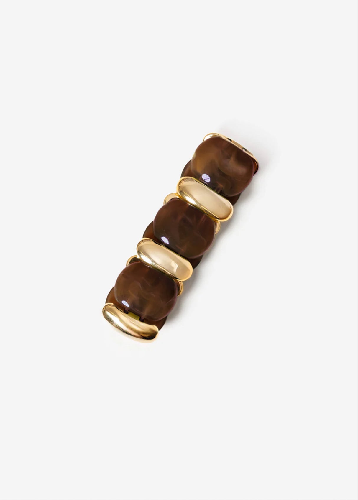 Wide bracelet with gold-colored elements - dark brown