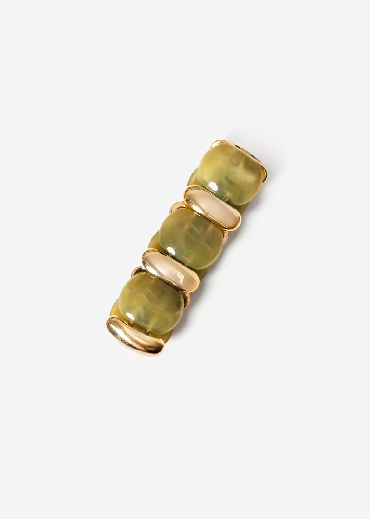 Wide bracelet with gold-colored elements - khaki
