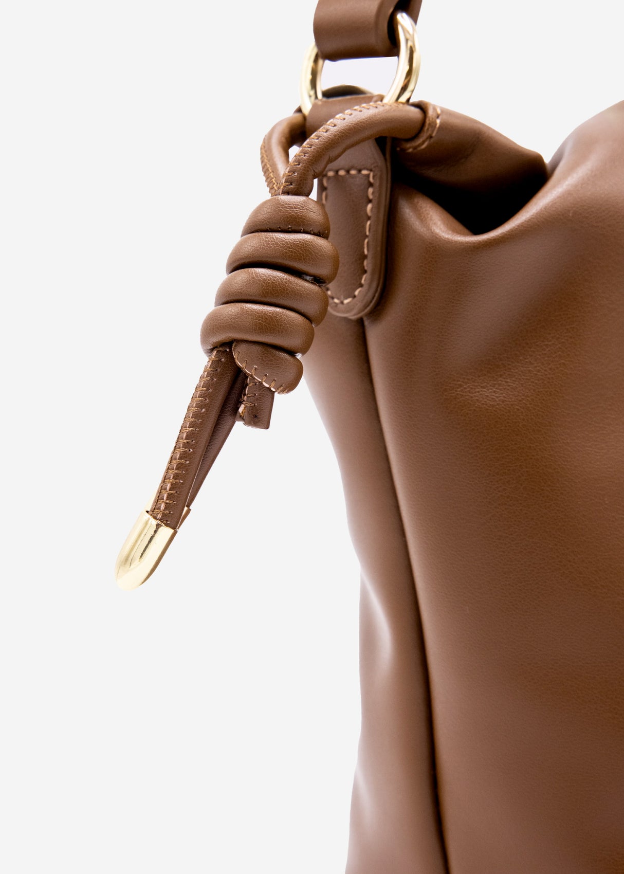 Bucket bag made of synthetic leather - brown