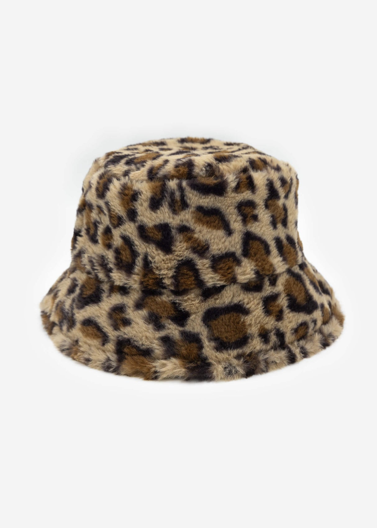 Faux fur hat with leopard print - beige