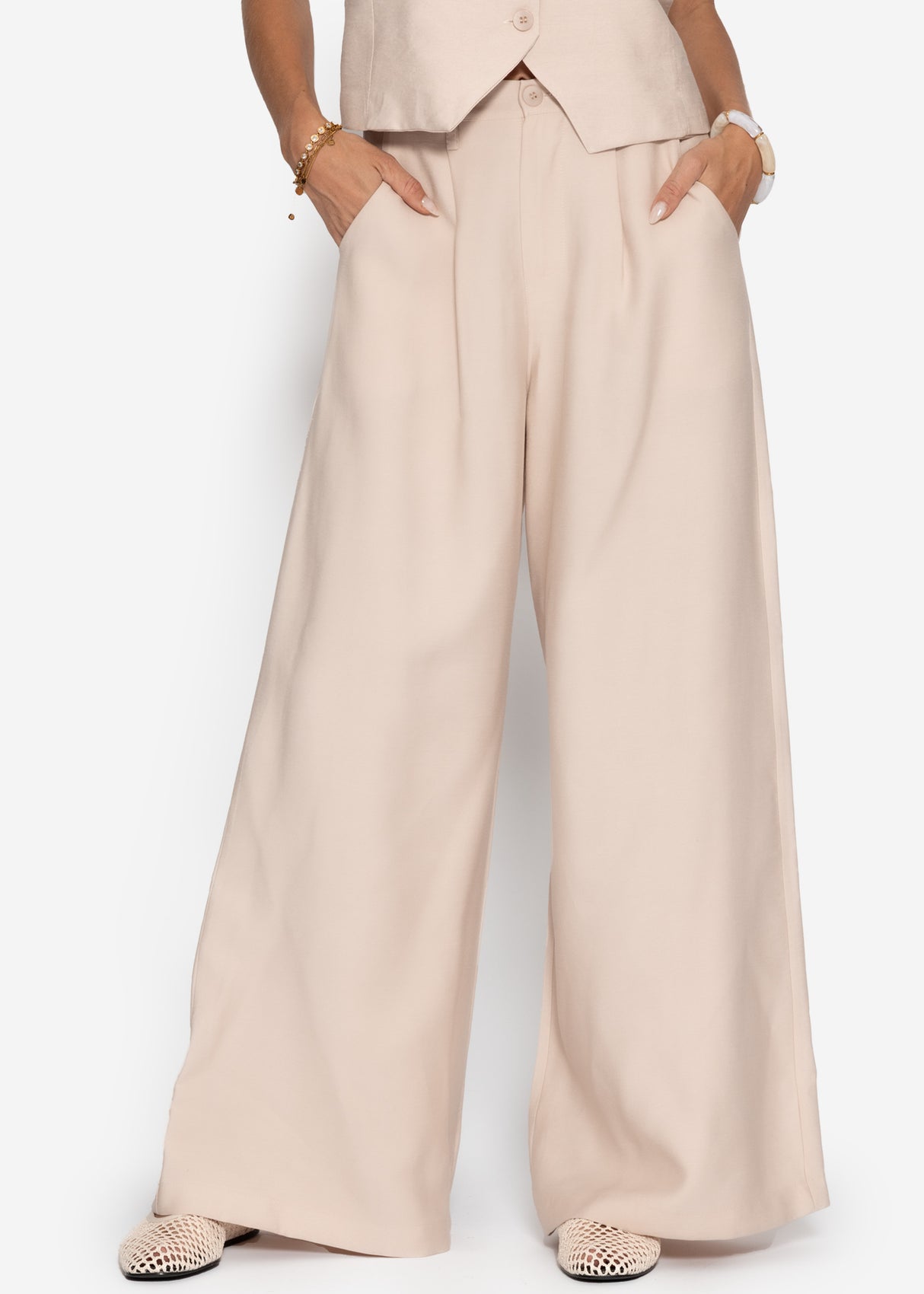 Bundfaltenhose - beige