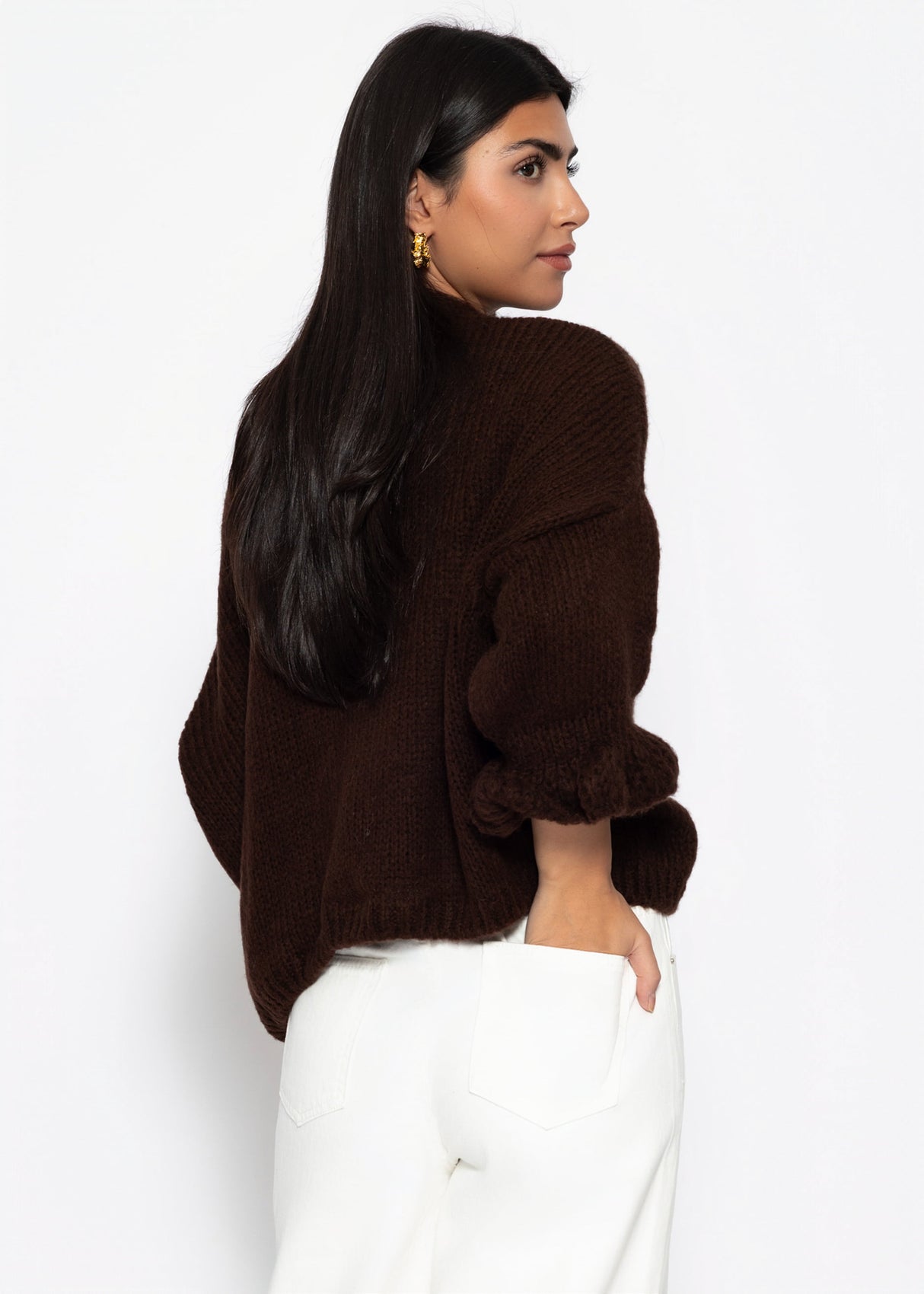 Cardigan with 3/4 sleeves - brown