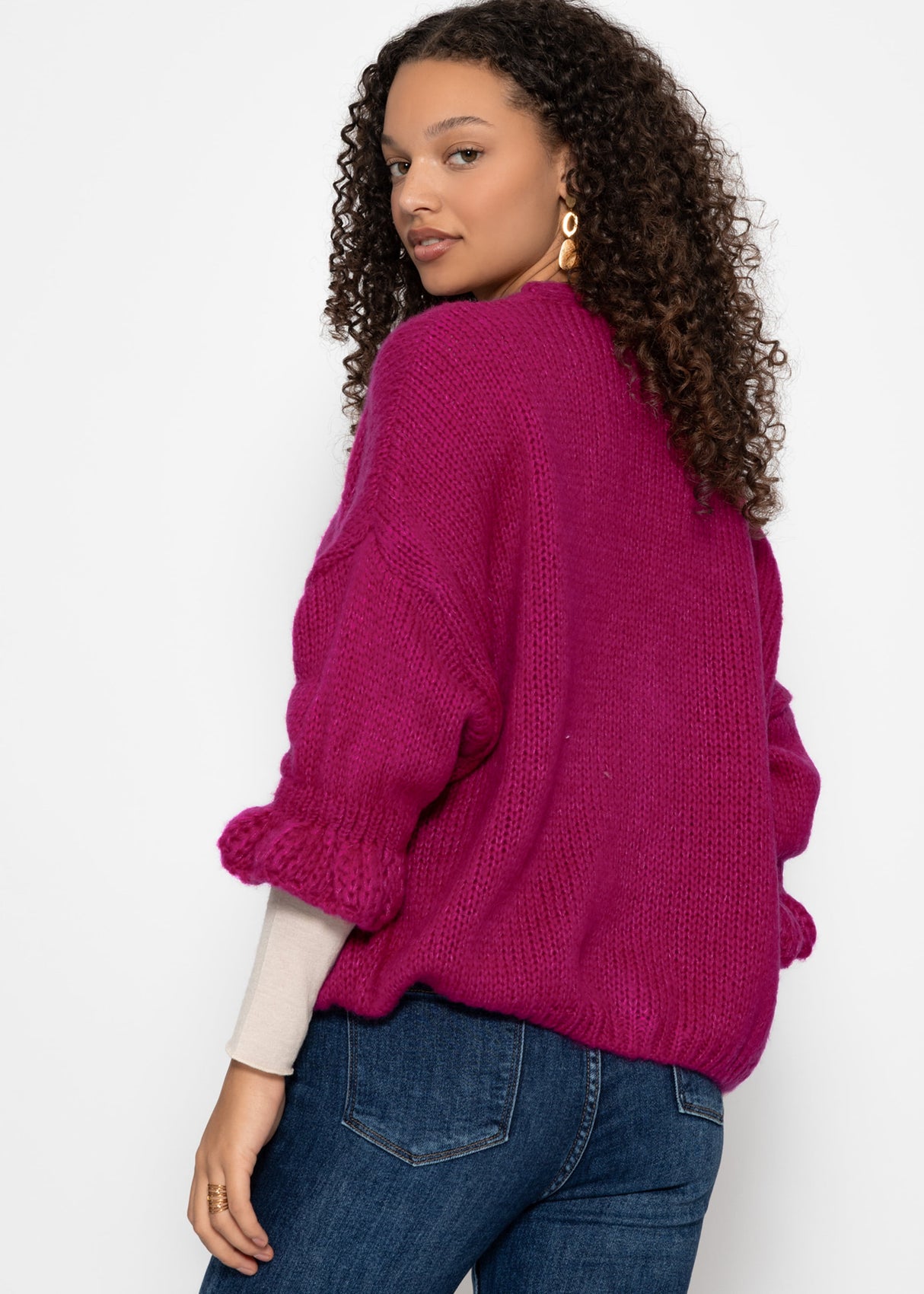 Cardigan mit 3/4-Ärmeln - fuchsia
