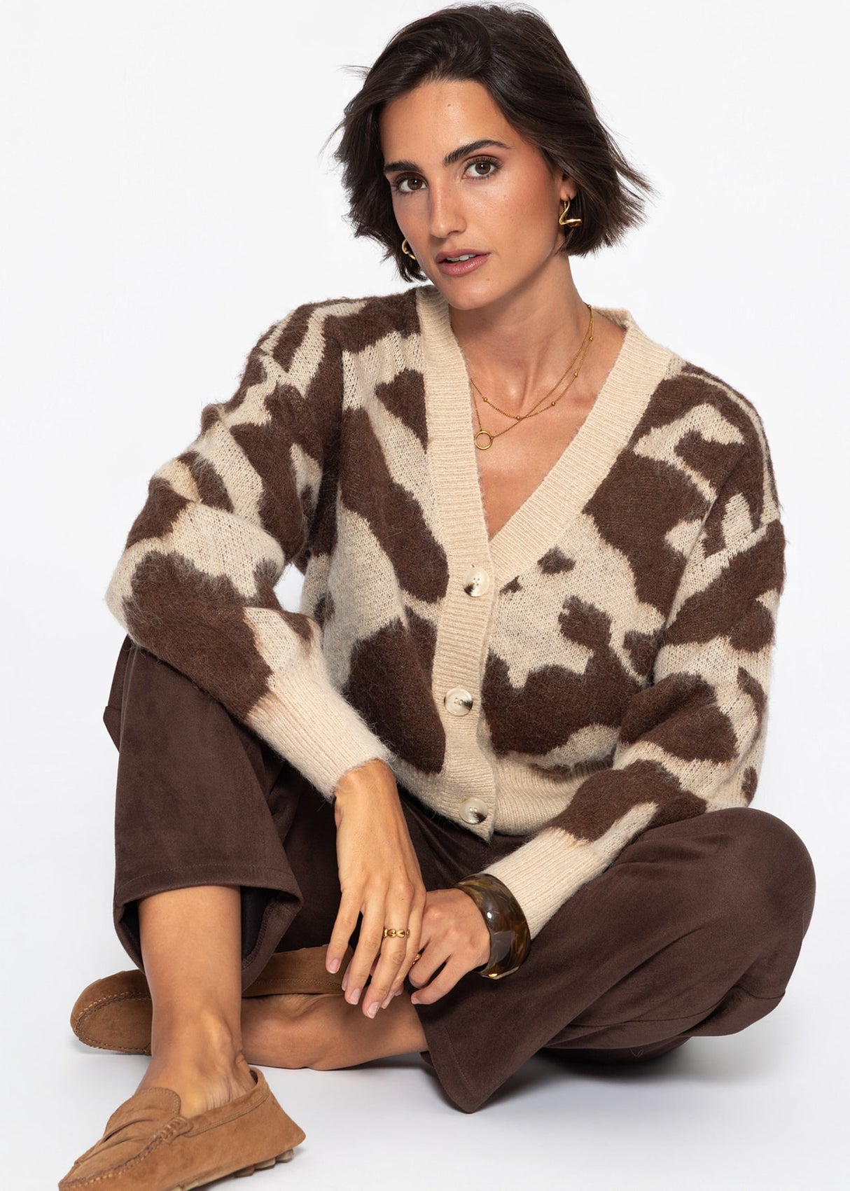 Cardigan mit Animal-Print - braun