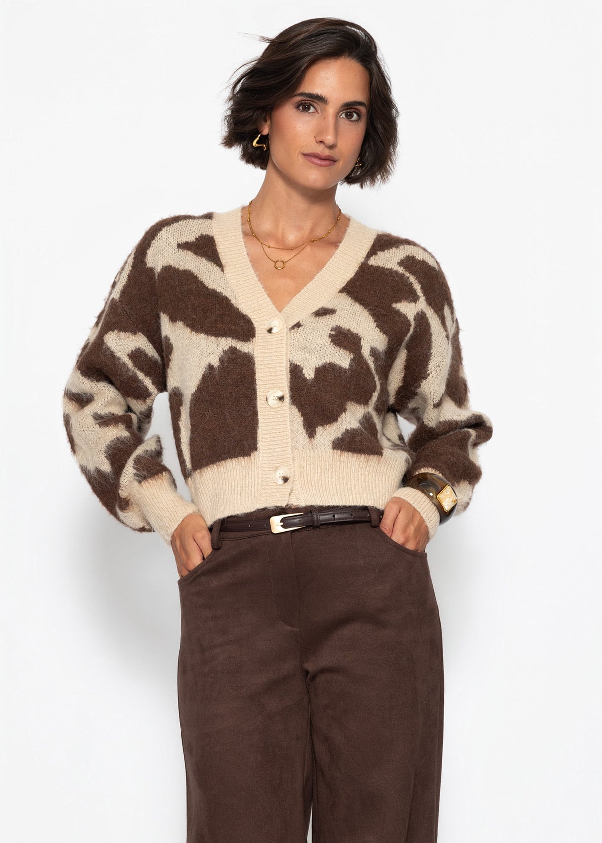 Cardigan mit Animal-Print - braun
