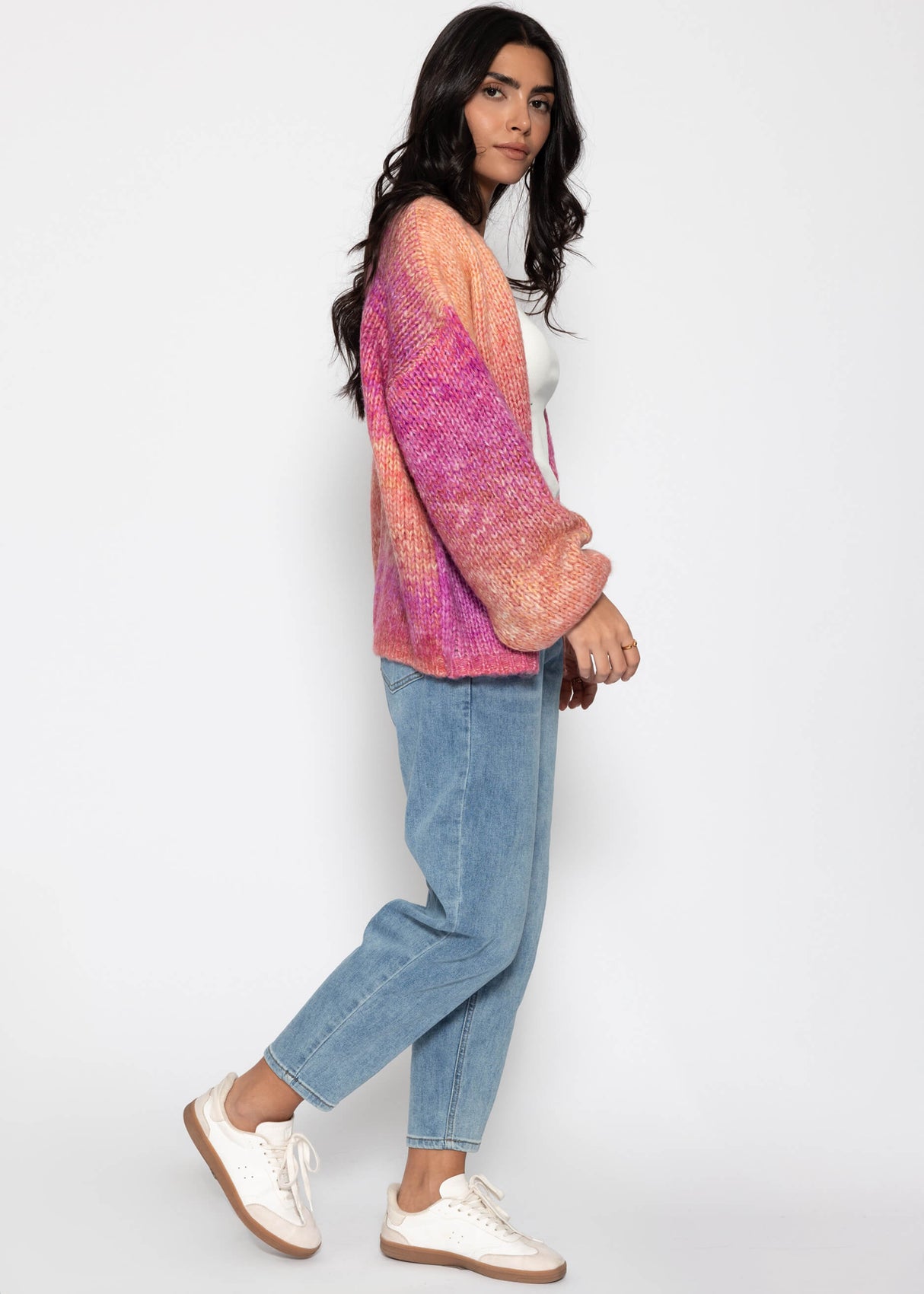 Open cardigan with color gradient - pink