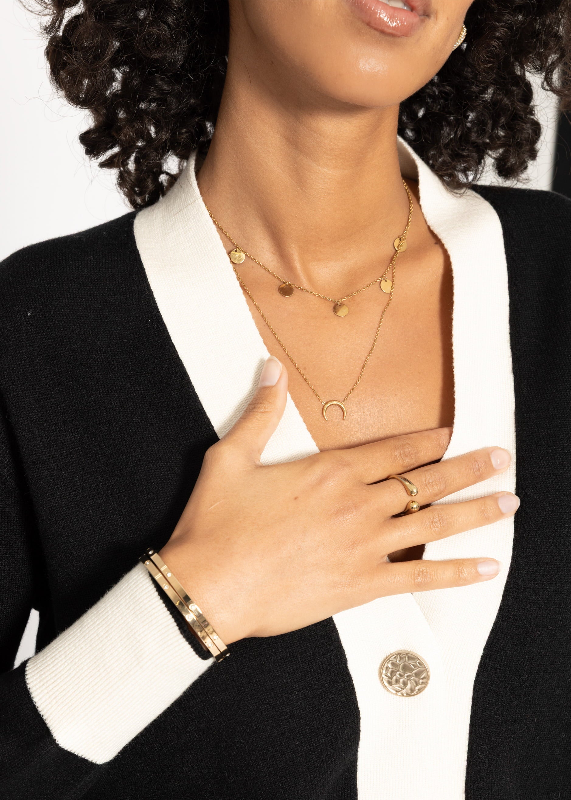 Cardigan with contrast panel - black