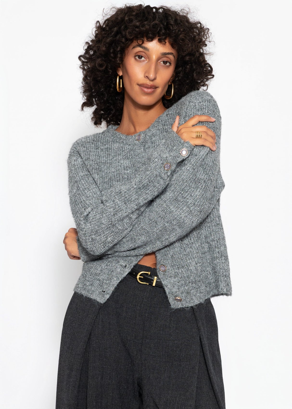 Cardigan with sequins and lurex - gray