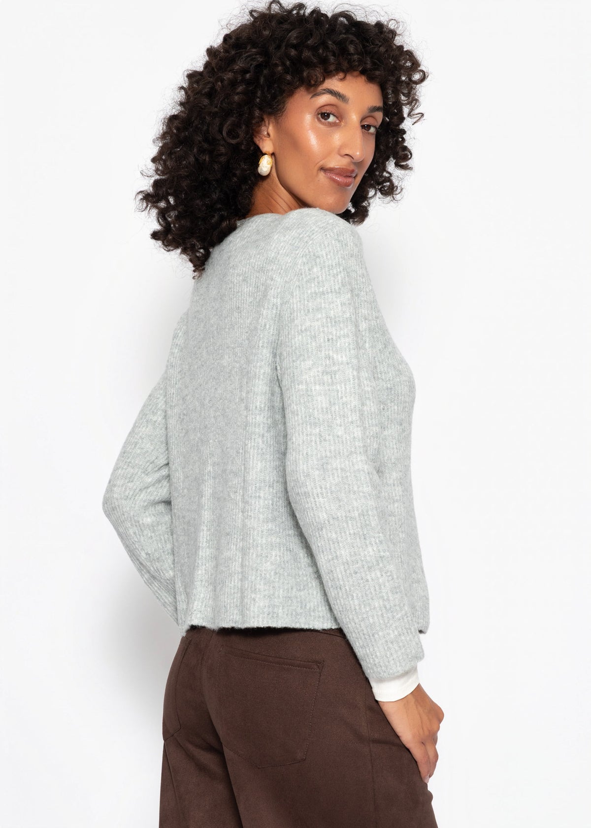 Cardigan mit Rippstruktur - hellgrau