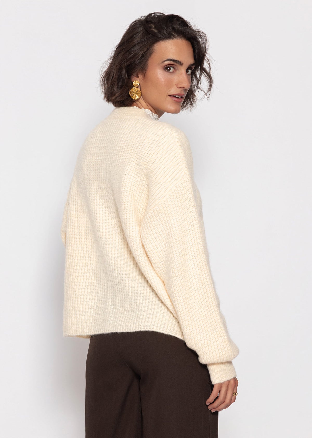 Cardigan mit Rundhalsausschnitt - offwhite
