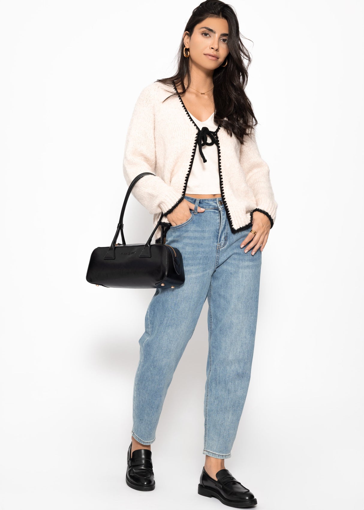 Cardigan mit Schleifenverschluss - beige