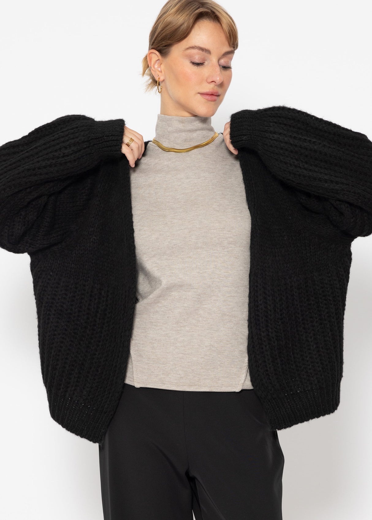 Cardigan mit Struktur - schwarz