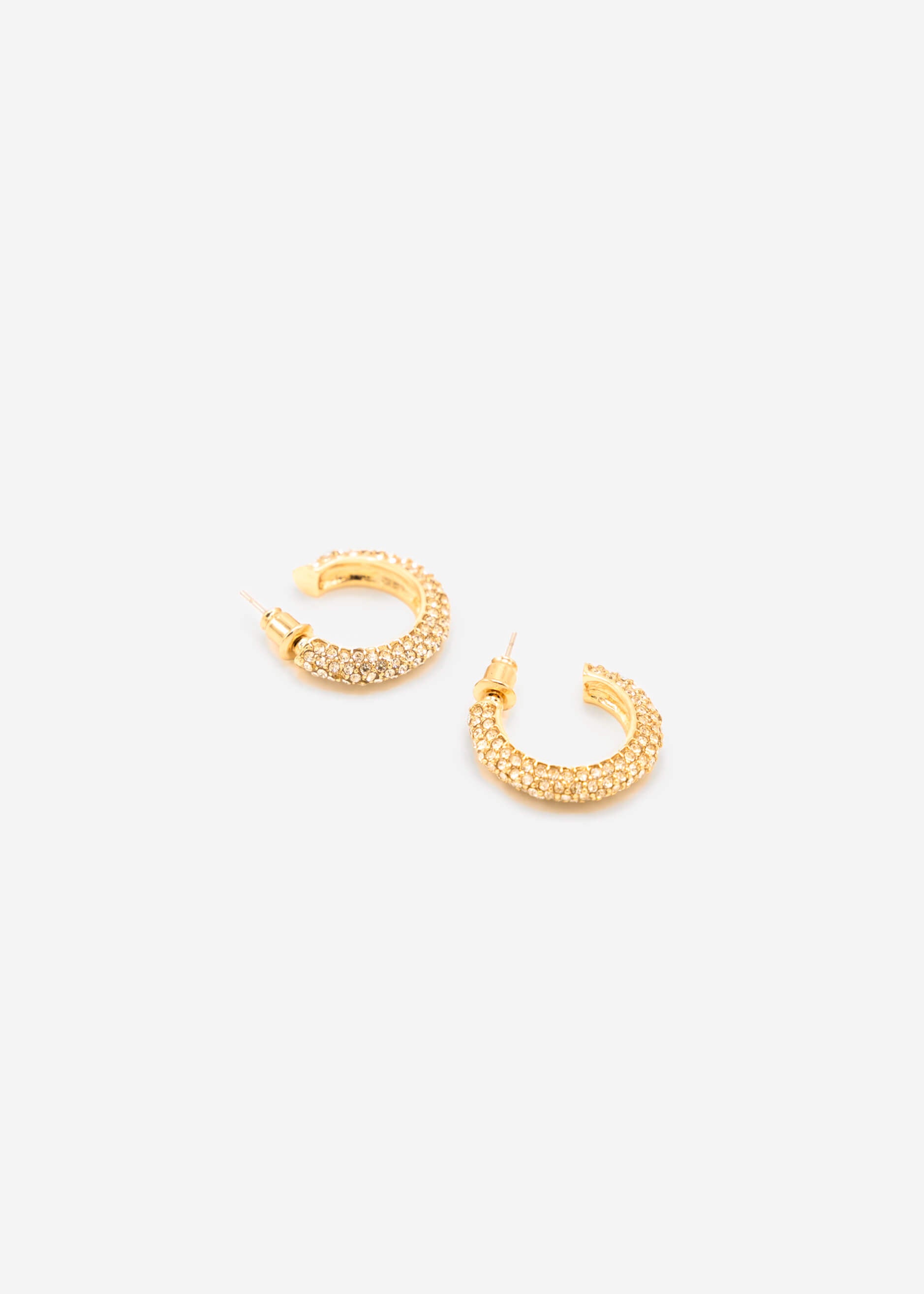 Hoop earrings with glitter stones - gold
