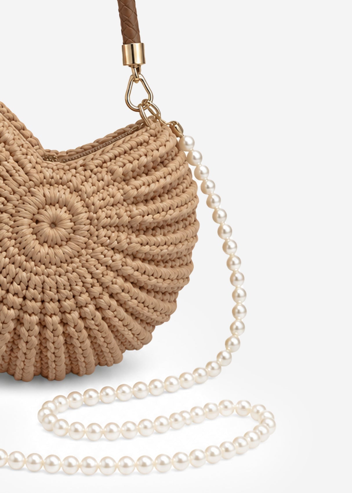 Crochet Muschel Tasche - beige