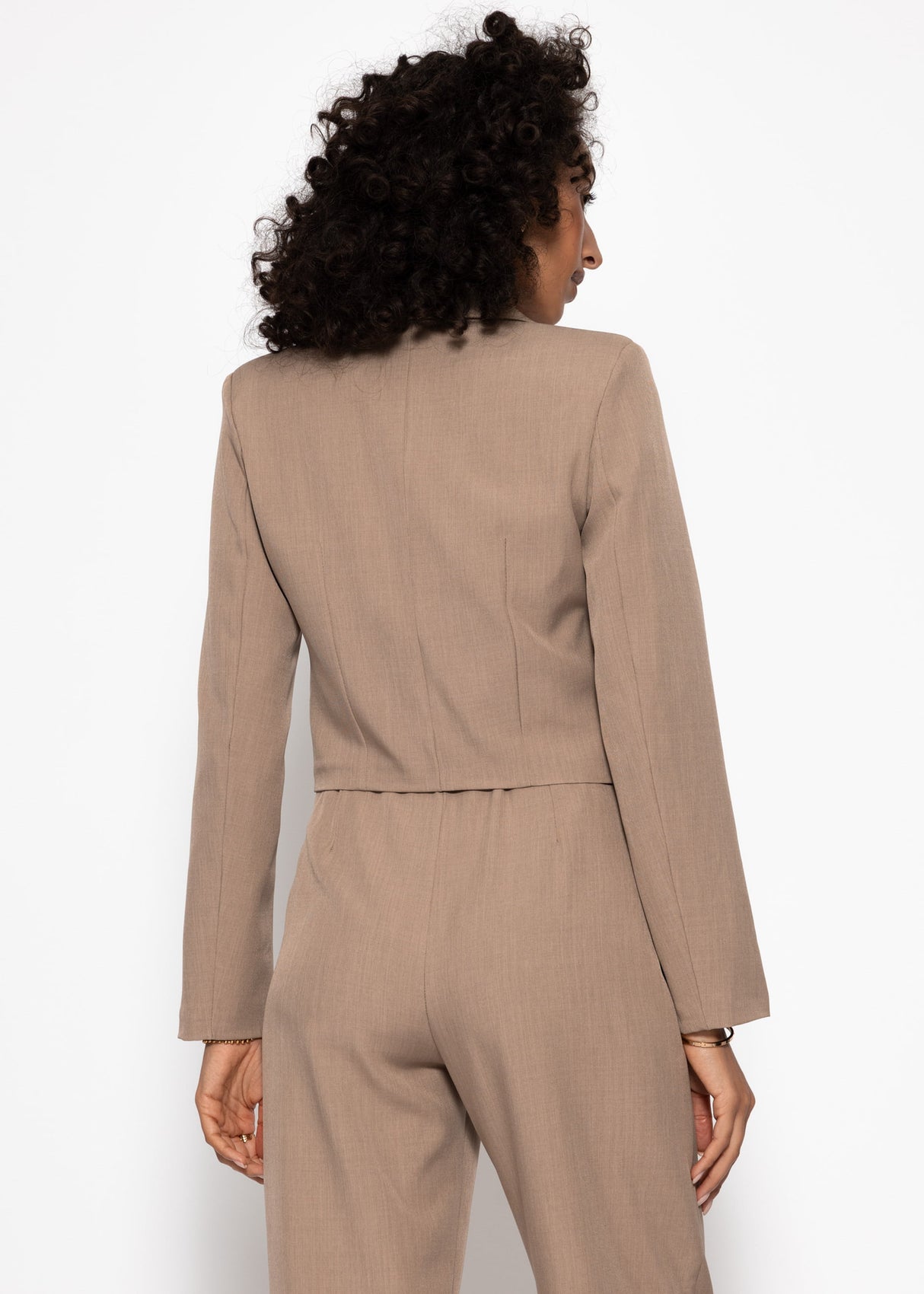 Cropped Blazer - dunkelbeige
