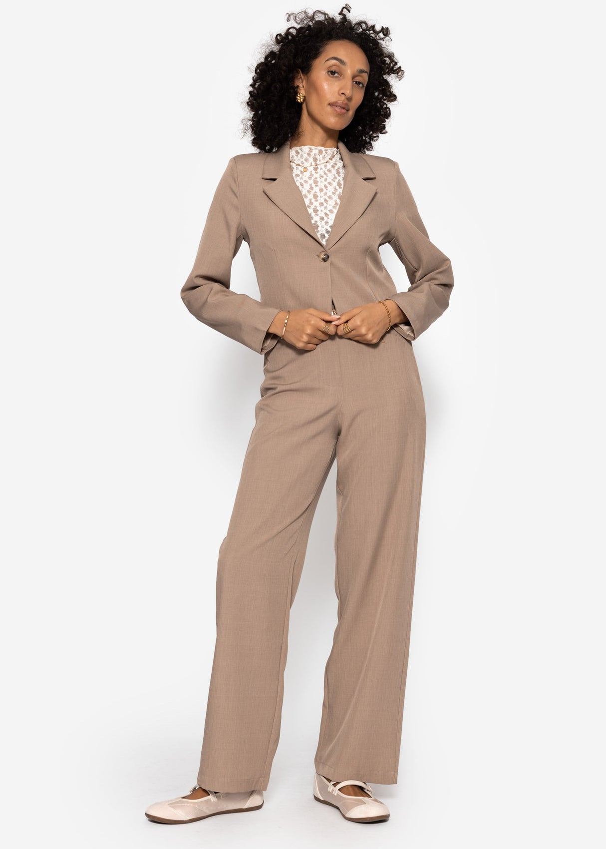 Cropped Blazer - dunkelbeige