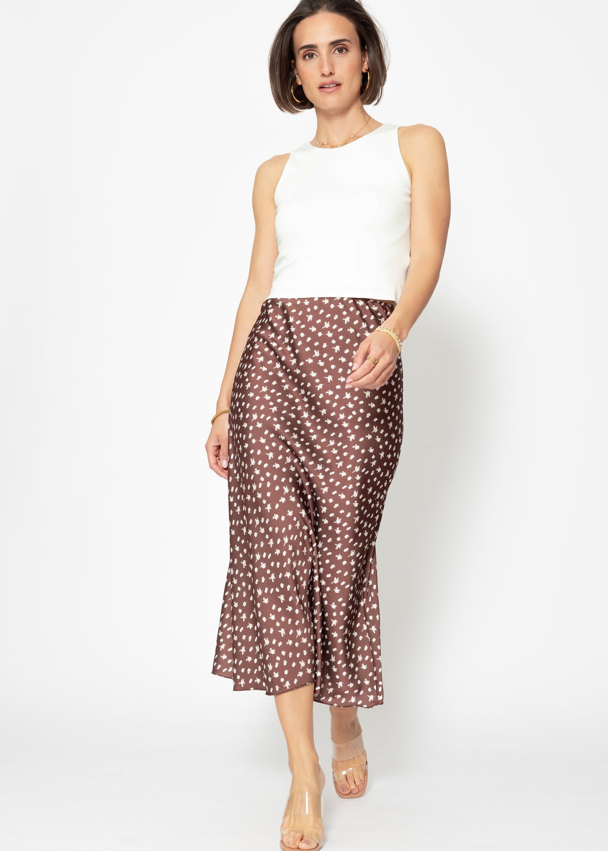 Double-layered, ribbed tank top - offwhite