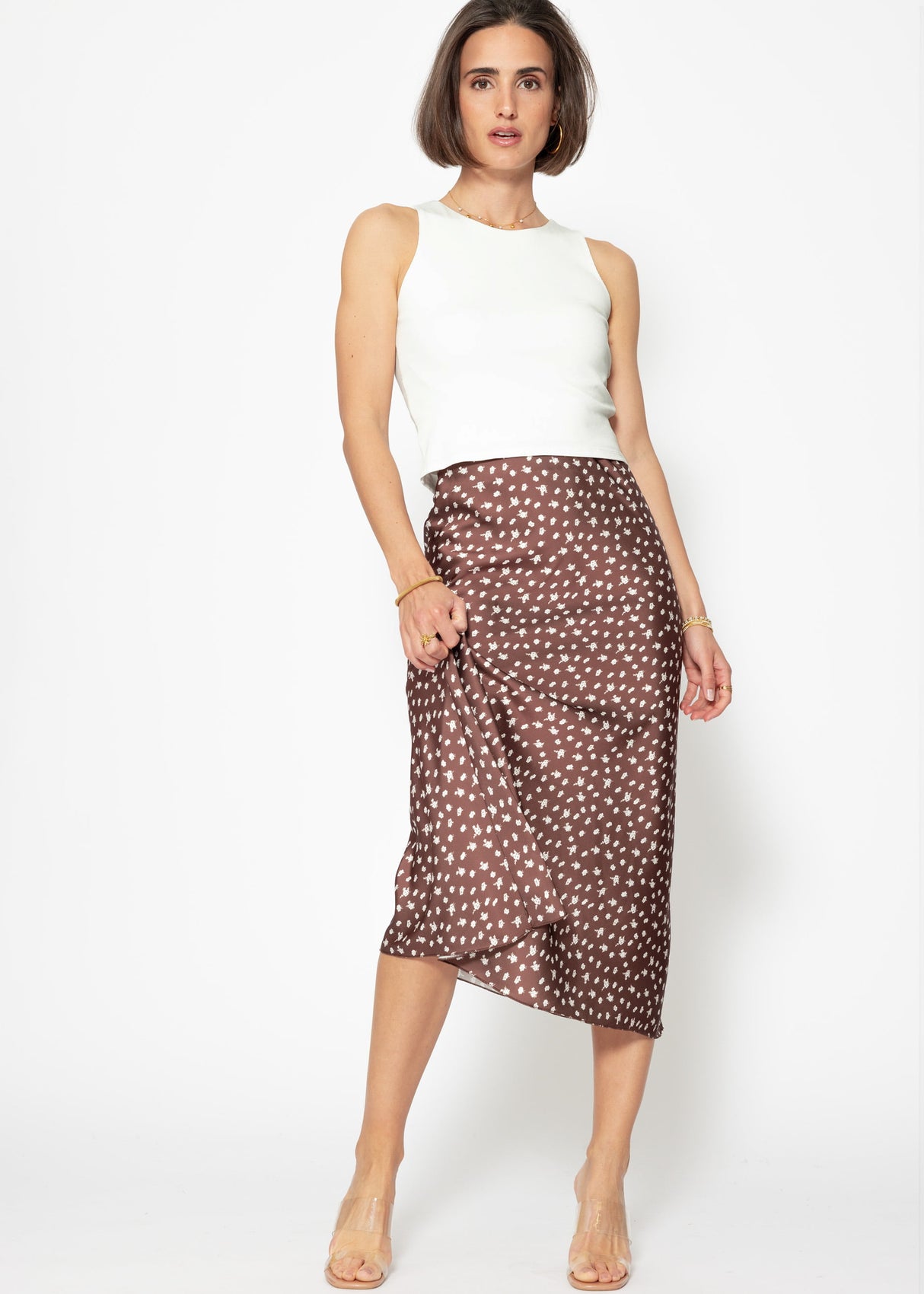 Double-layered, ribbed tank top - offwhite