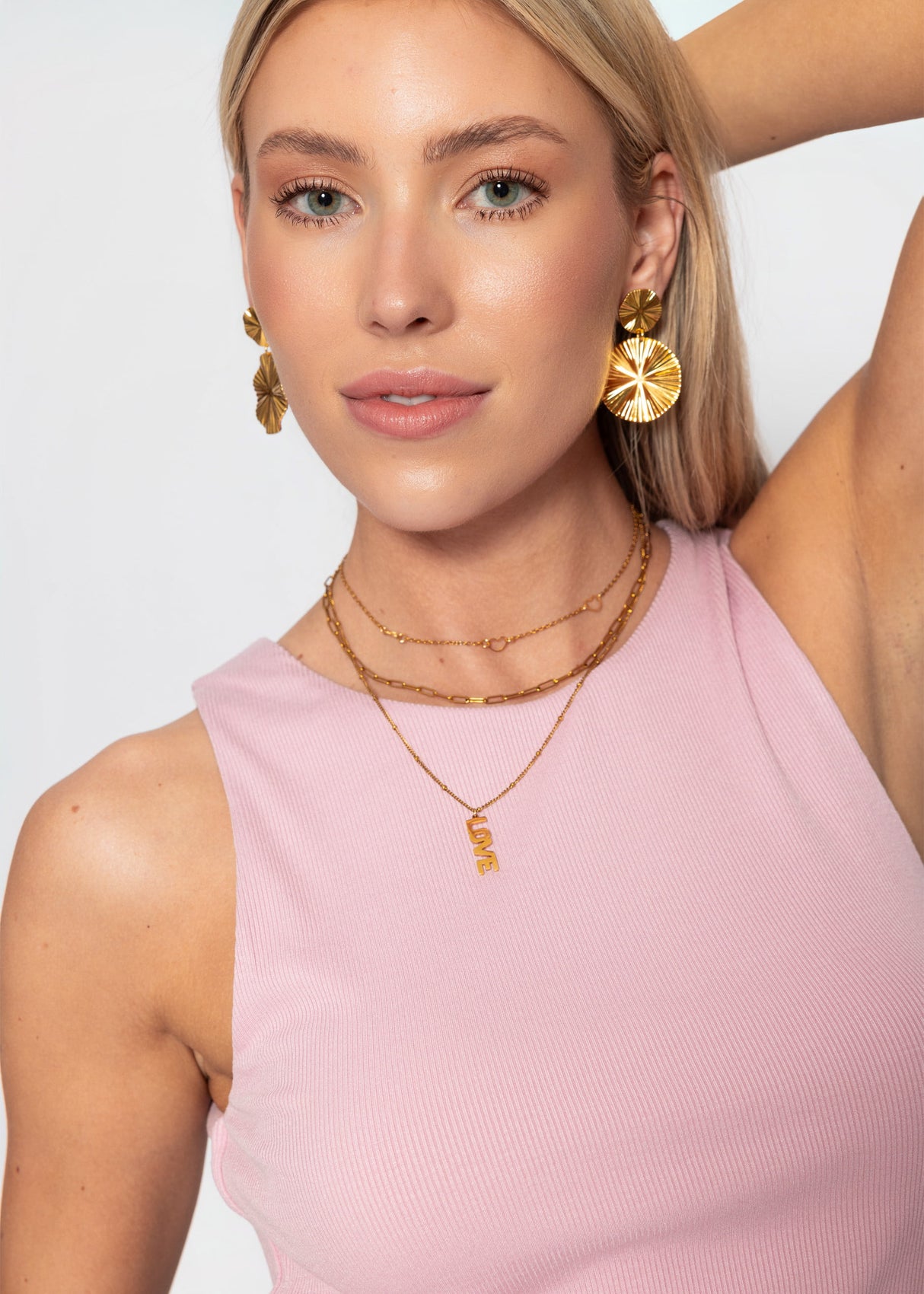 Doppellagiges, geripptes Tank Top - rosa