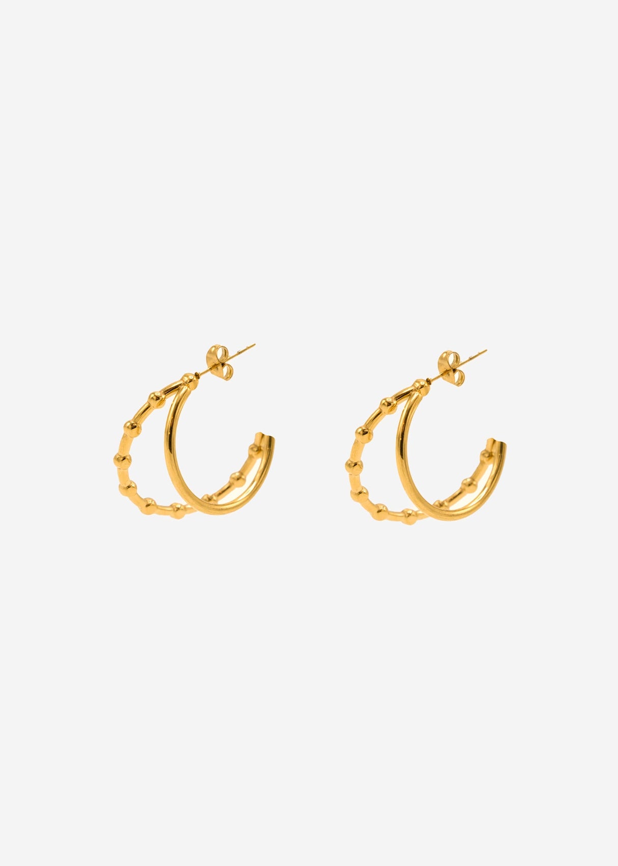 Double hoop earrings with pearls - gold