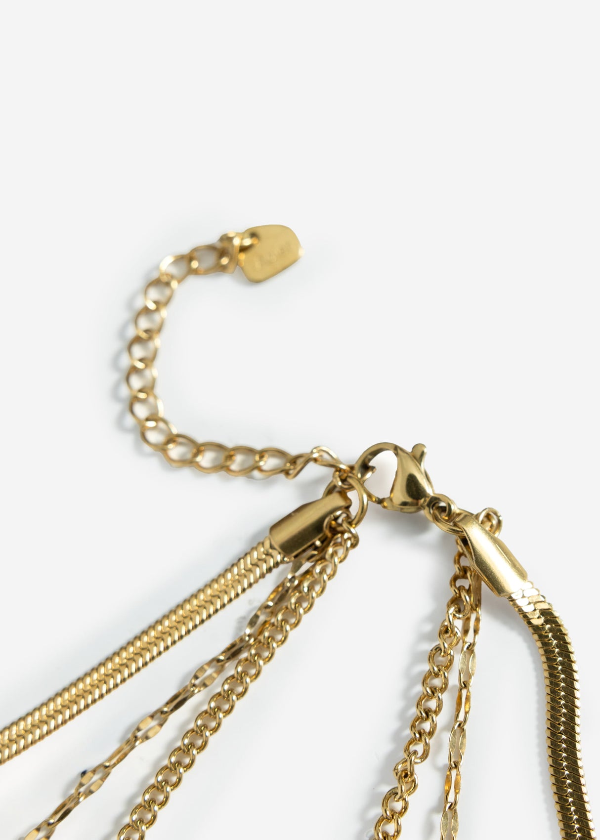 Dreifaches Halsketten-Set mit Plättchen - gold