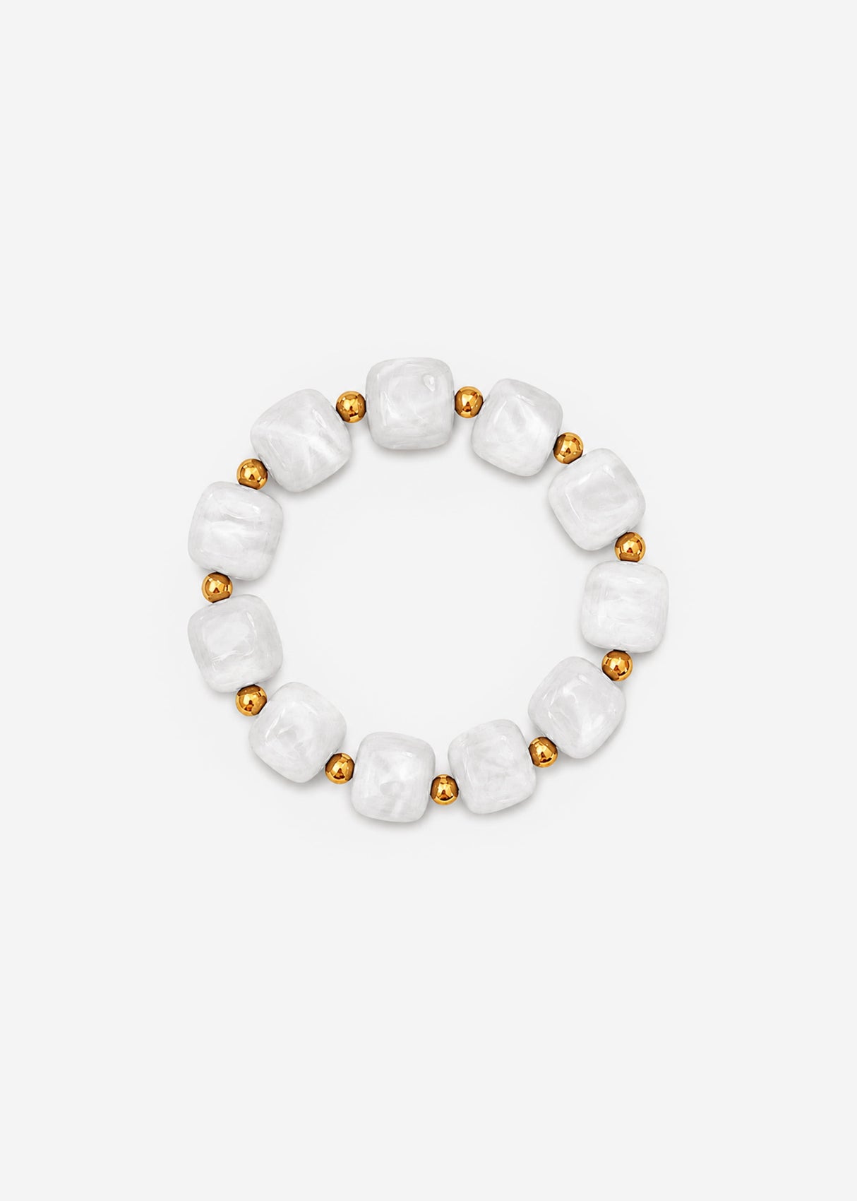 Elastisches Perlenarmband mit gold Akzenten - weiß