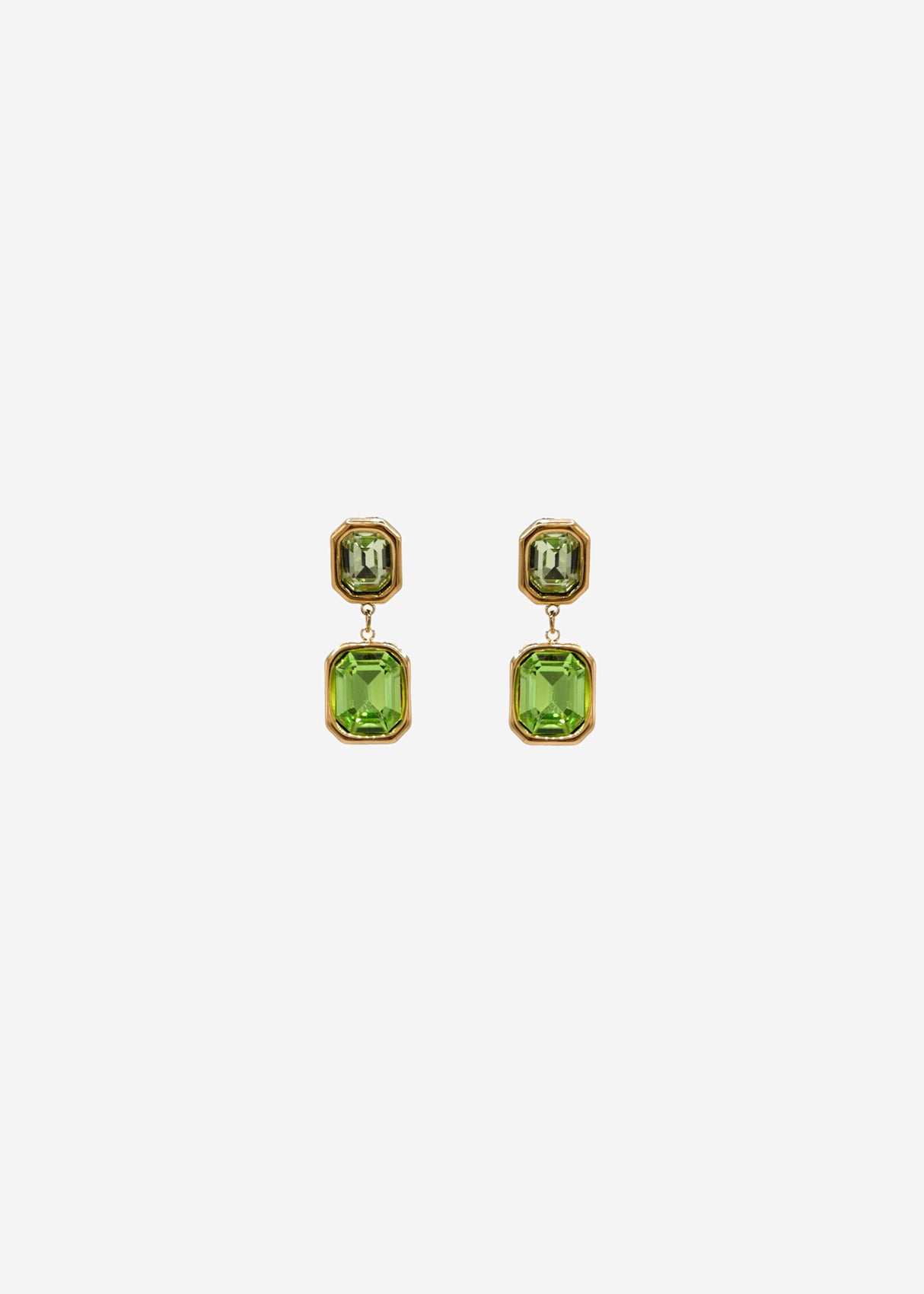 Elegant earrings with green gemstones - gold