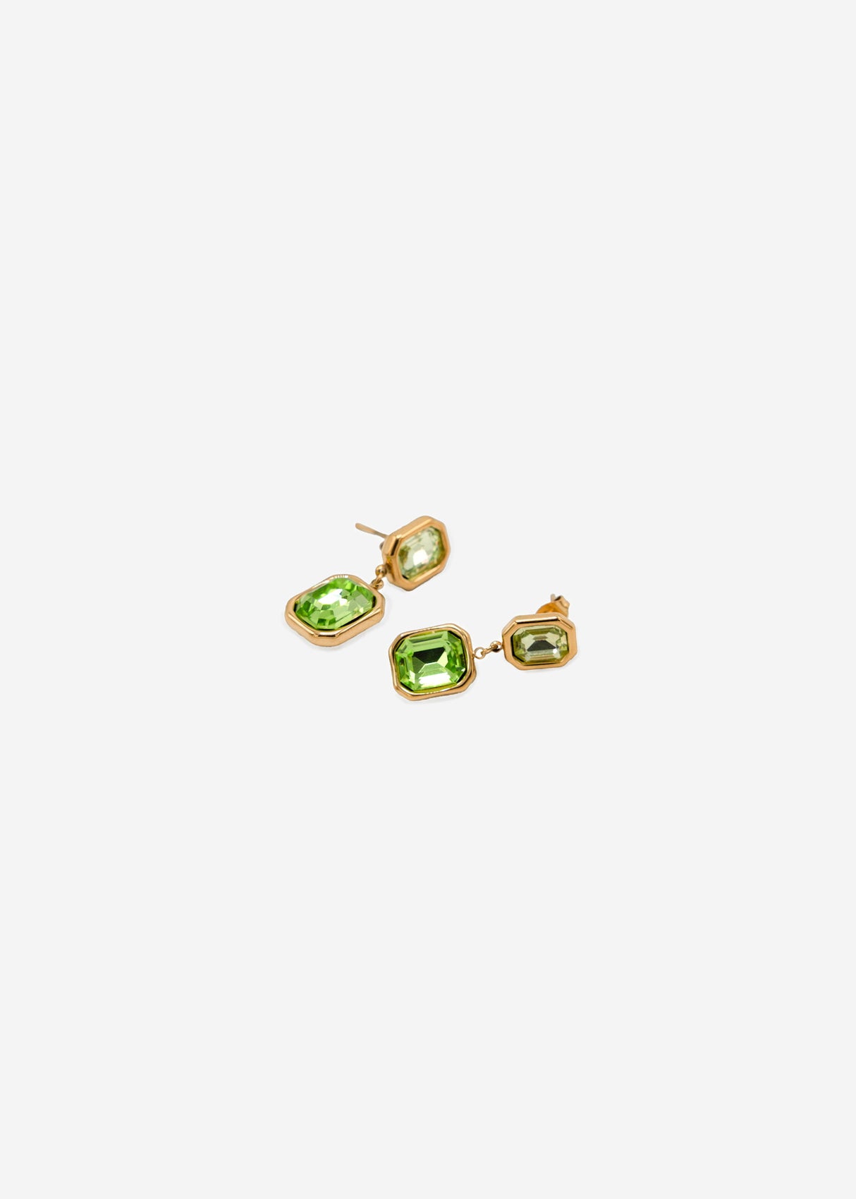Elegant earrings with green gemstones - gold
