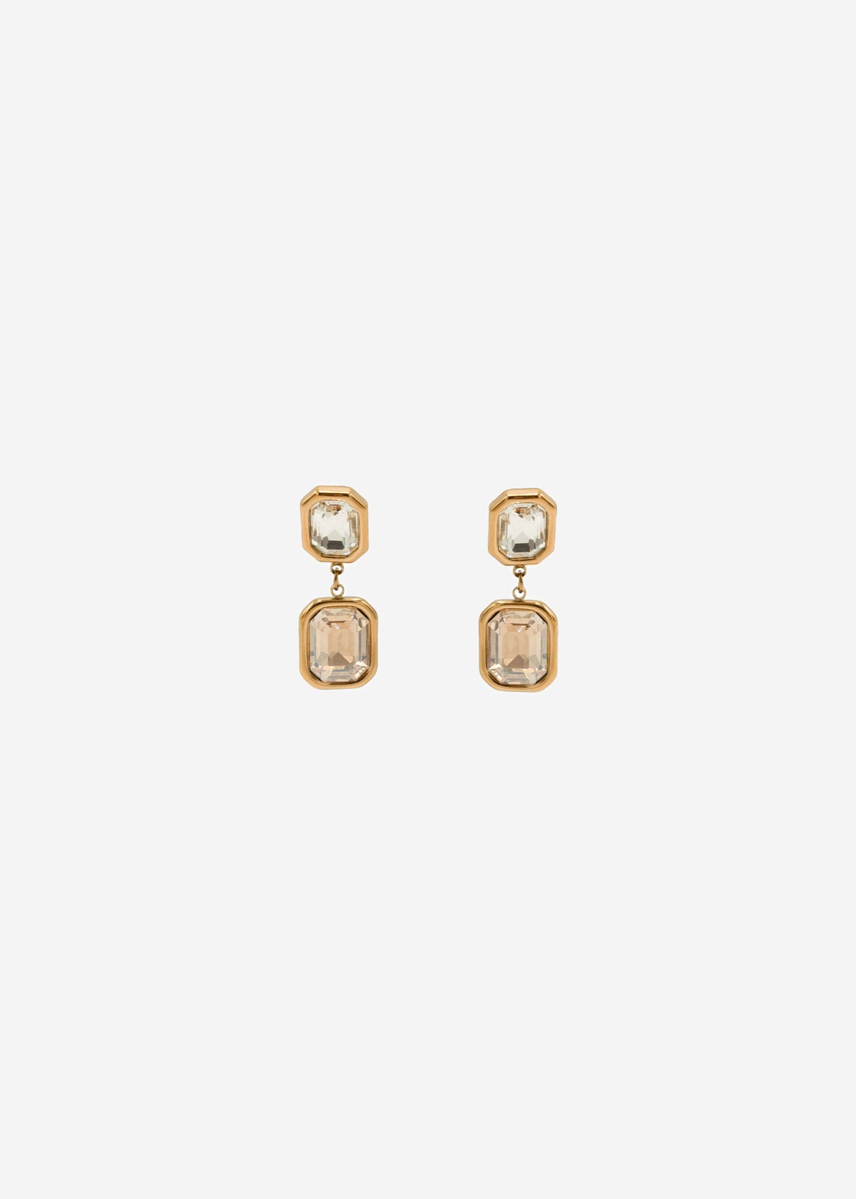 Elegant earrings with light gemstones - gold