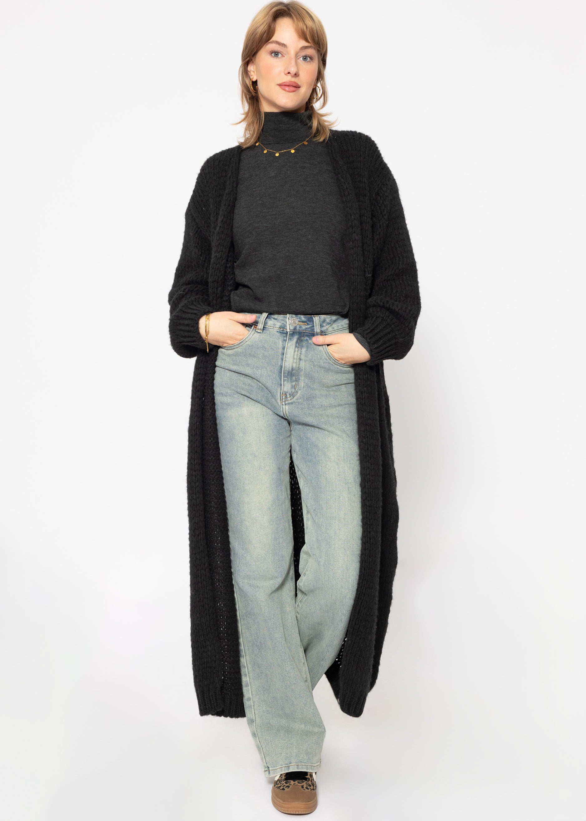 Extra langer Cardigan - schwarz