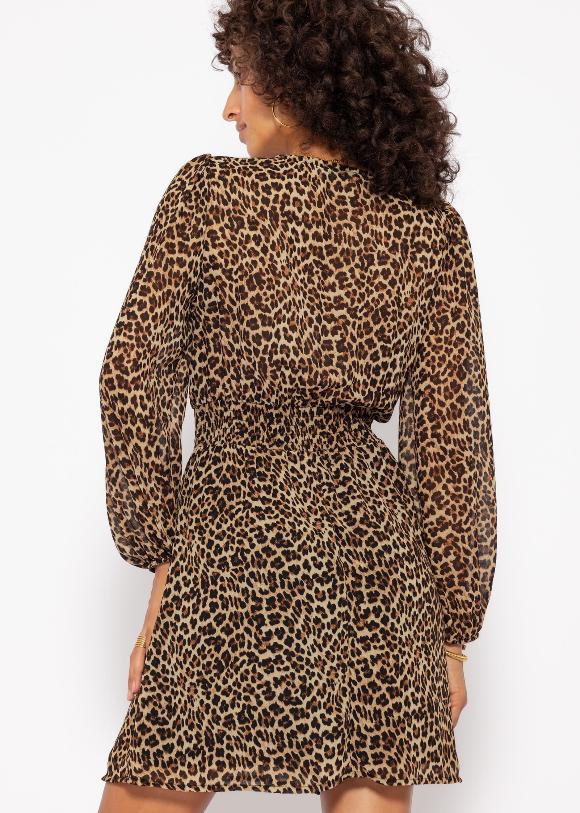 Feminine dress in leopard print - brown