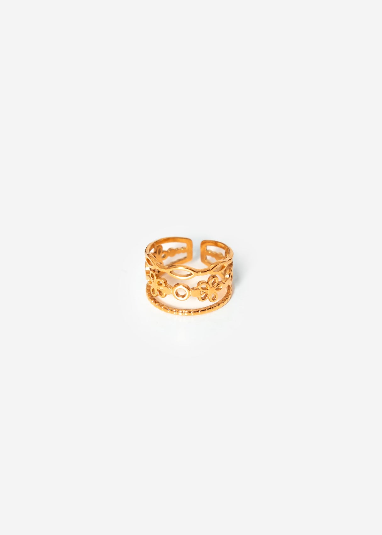 Floraler Dreifach Ring - gold