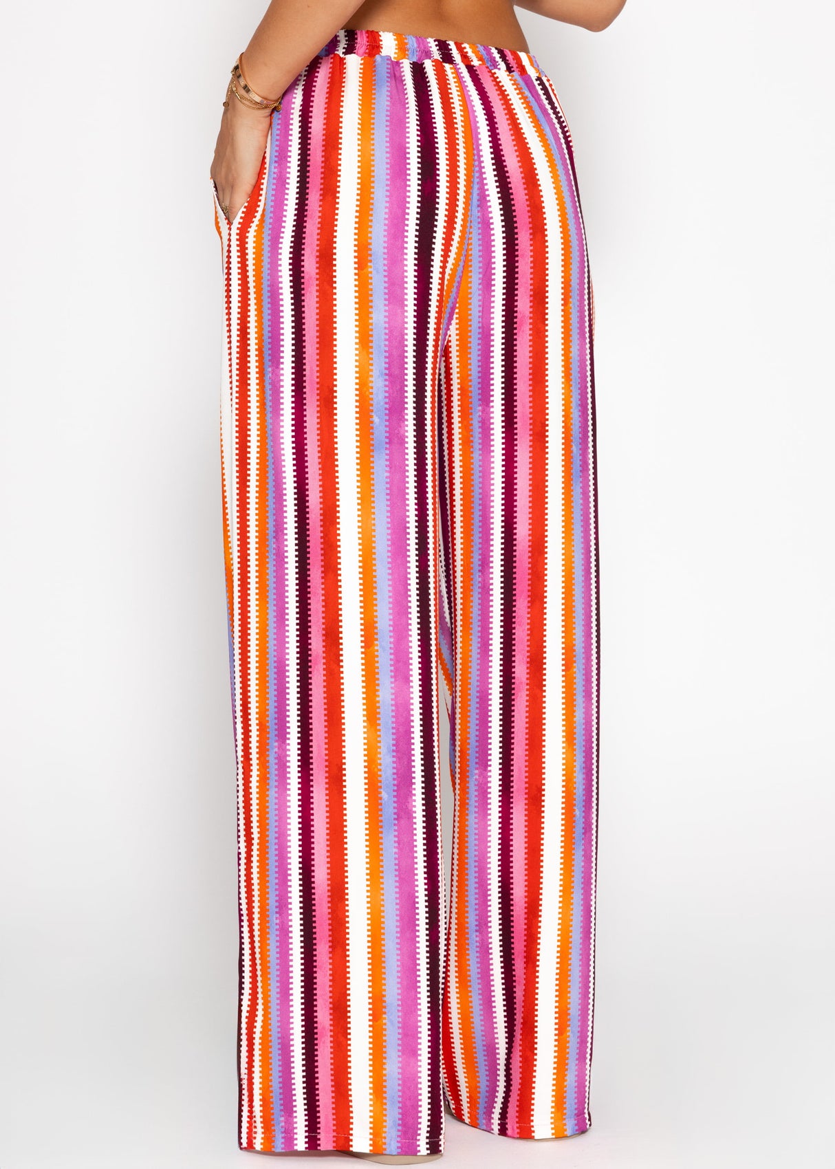 Patterned pants with a wide leg - pink