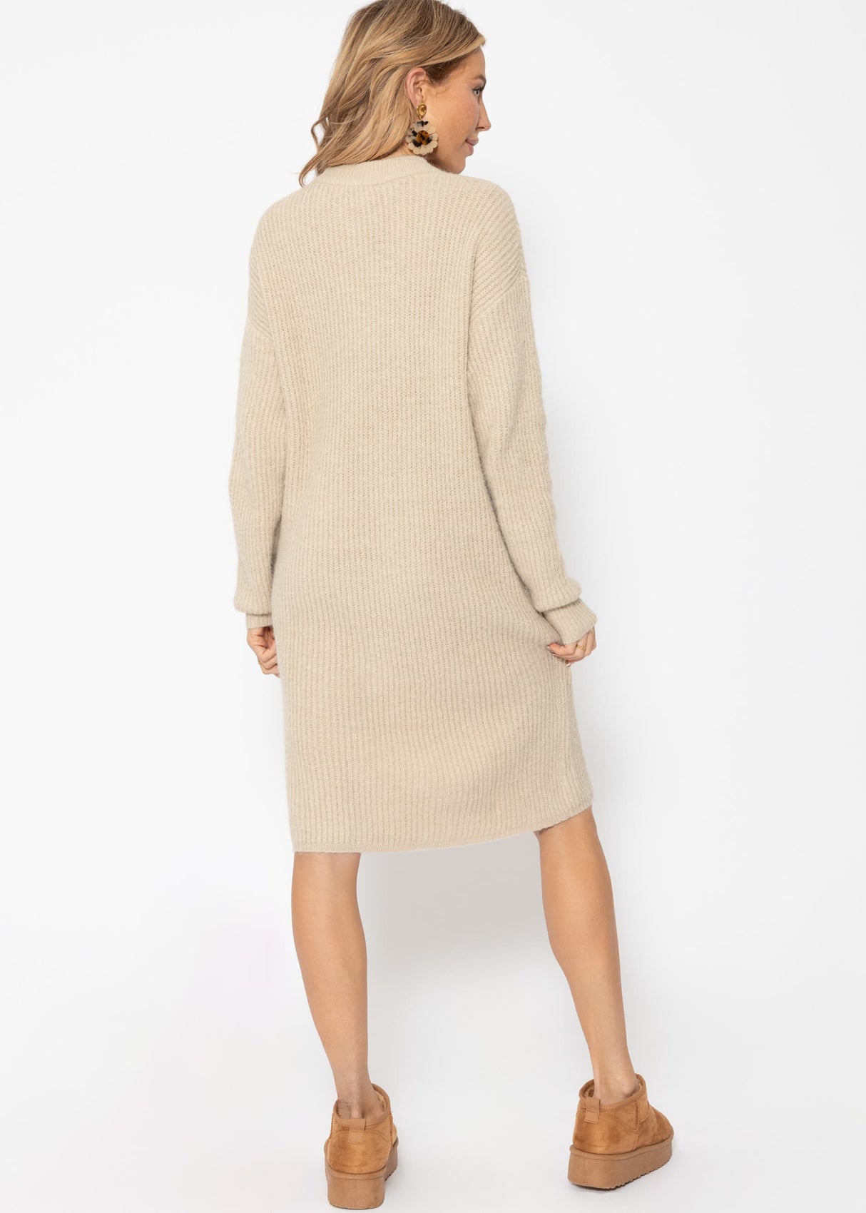 Ribbed knit dress - beige