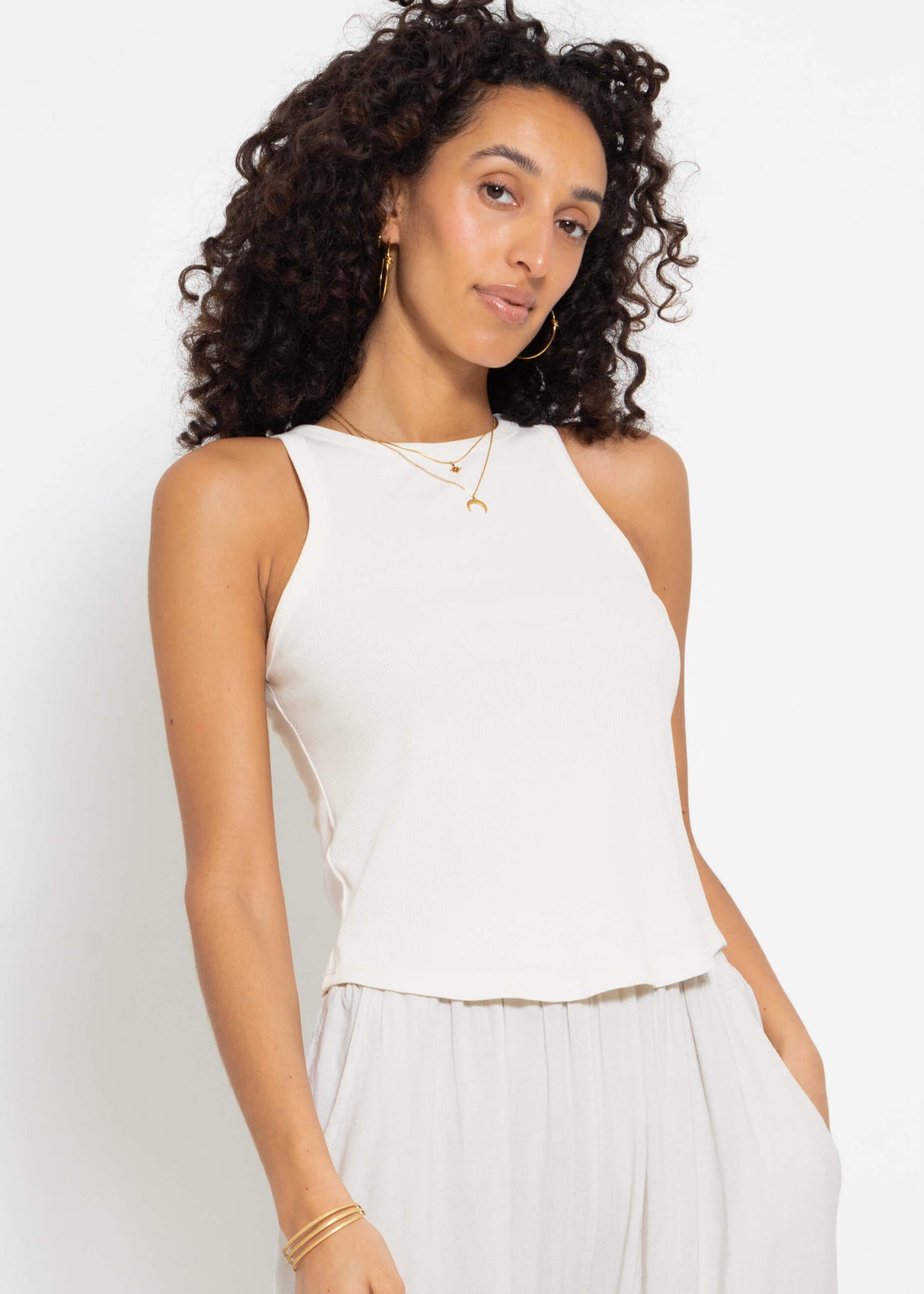 Ribbed tank top - off-white