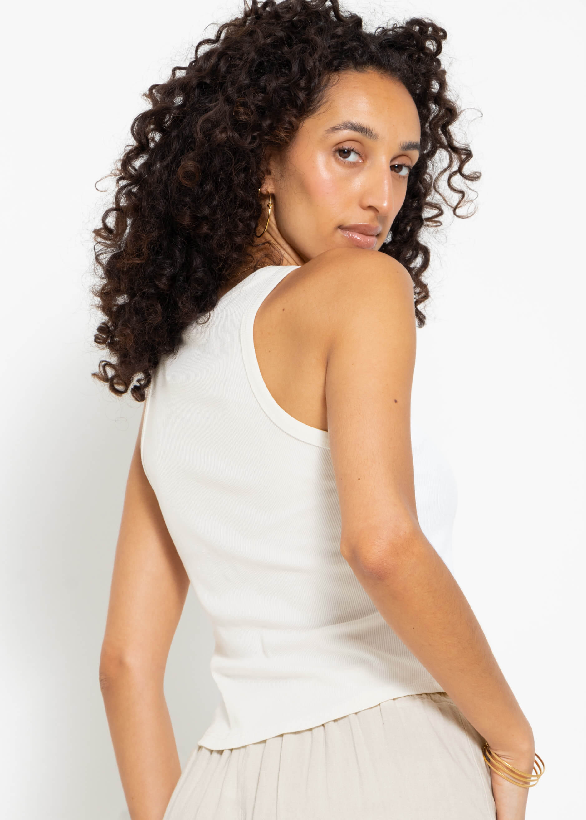 Ribbed tank top - off-white