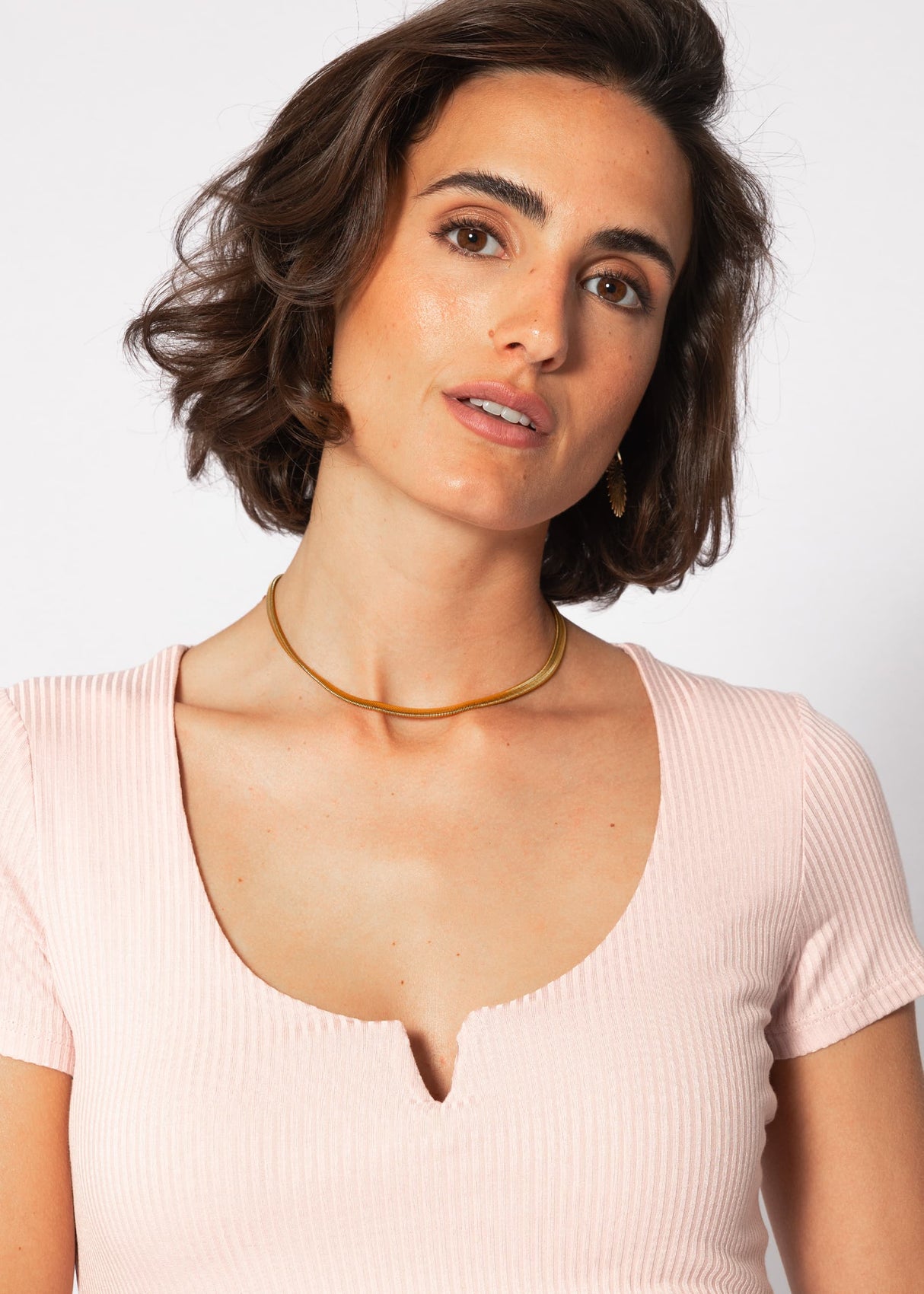 Ribbed T-shirt - dusty pink